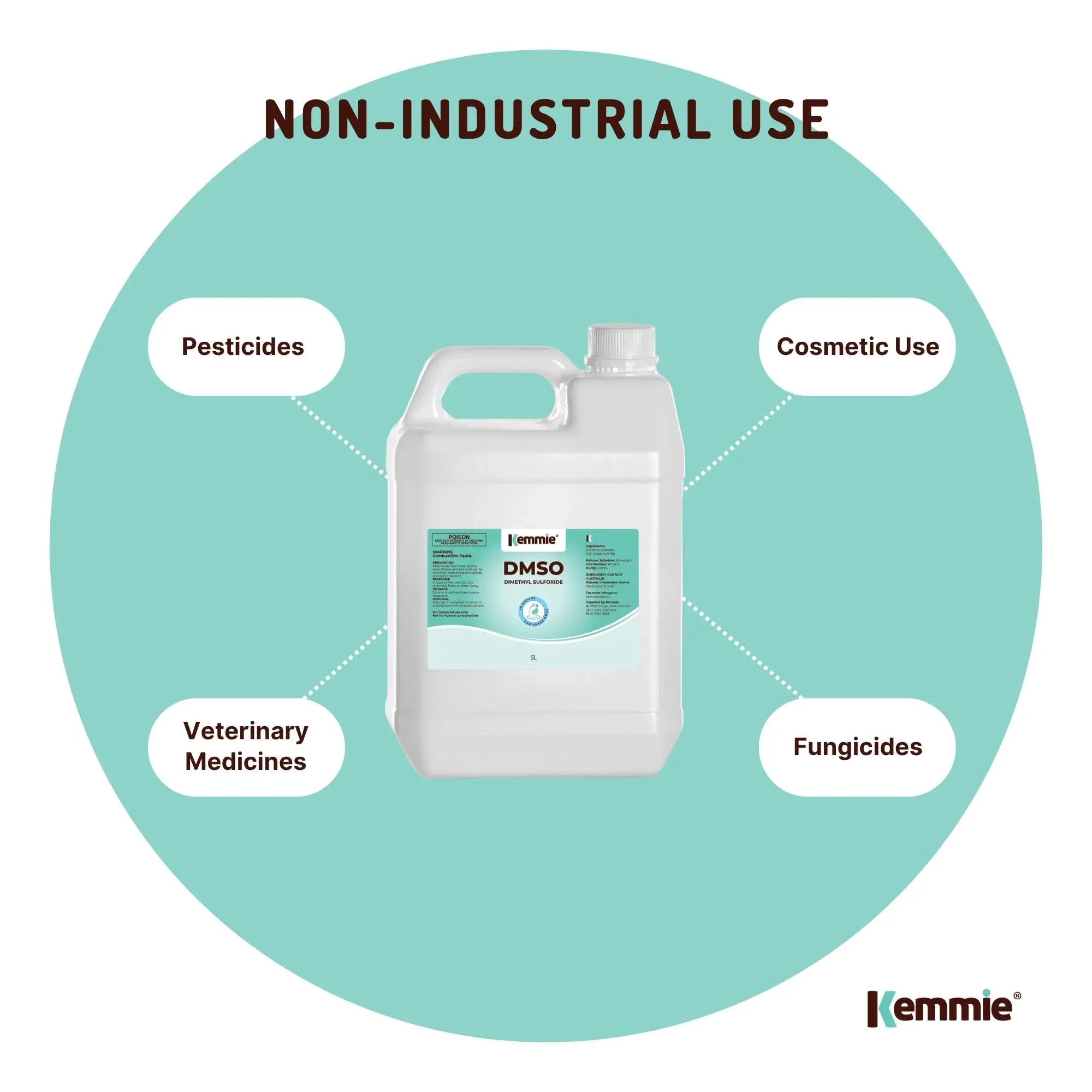Kemmie 5L DMSO Liquid 99.9% Pure -  USP Grade Dimethyl Sulfoxide Solvent Bulk