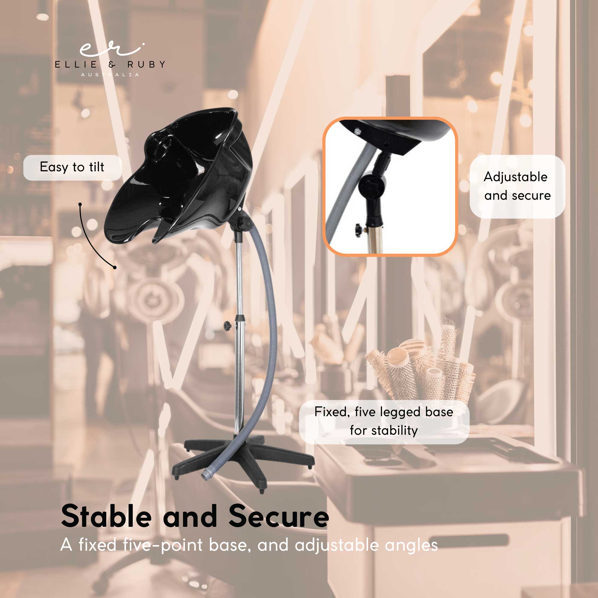 Ellie & Ruby Large Portable Hairdressing Salon Basin Hair Washing Deep Sink Bowl