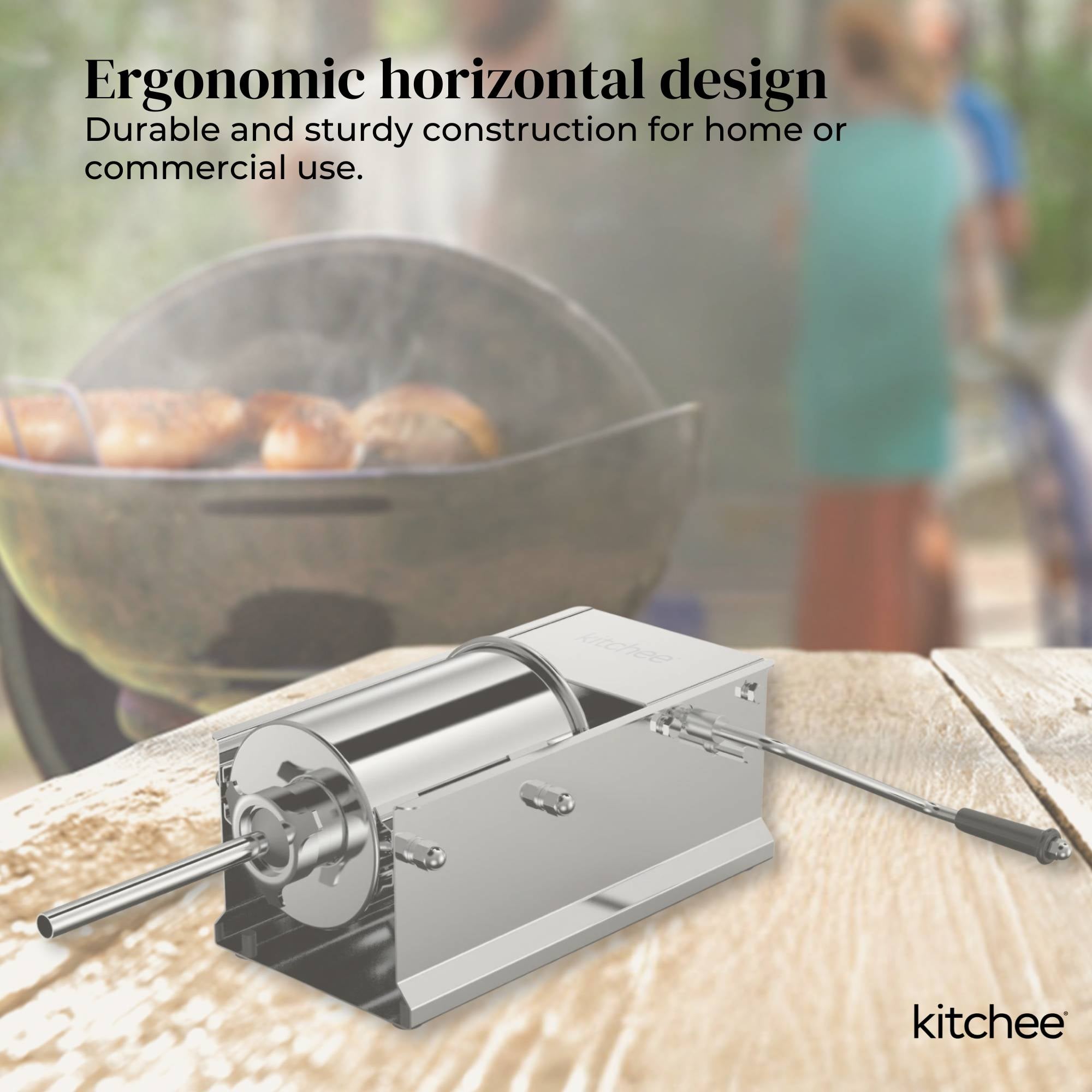 Kitchee 7L Manual Horizontal Sausage Filler - Stainless Stuffer Meat Press Machine