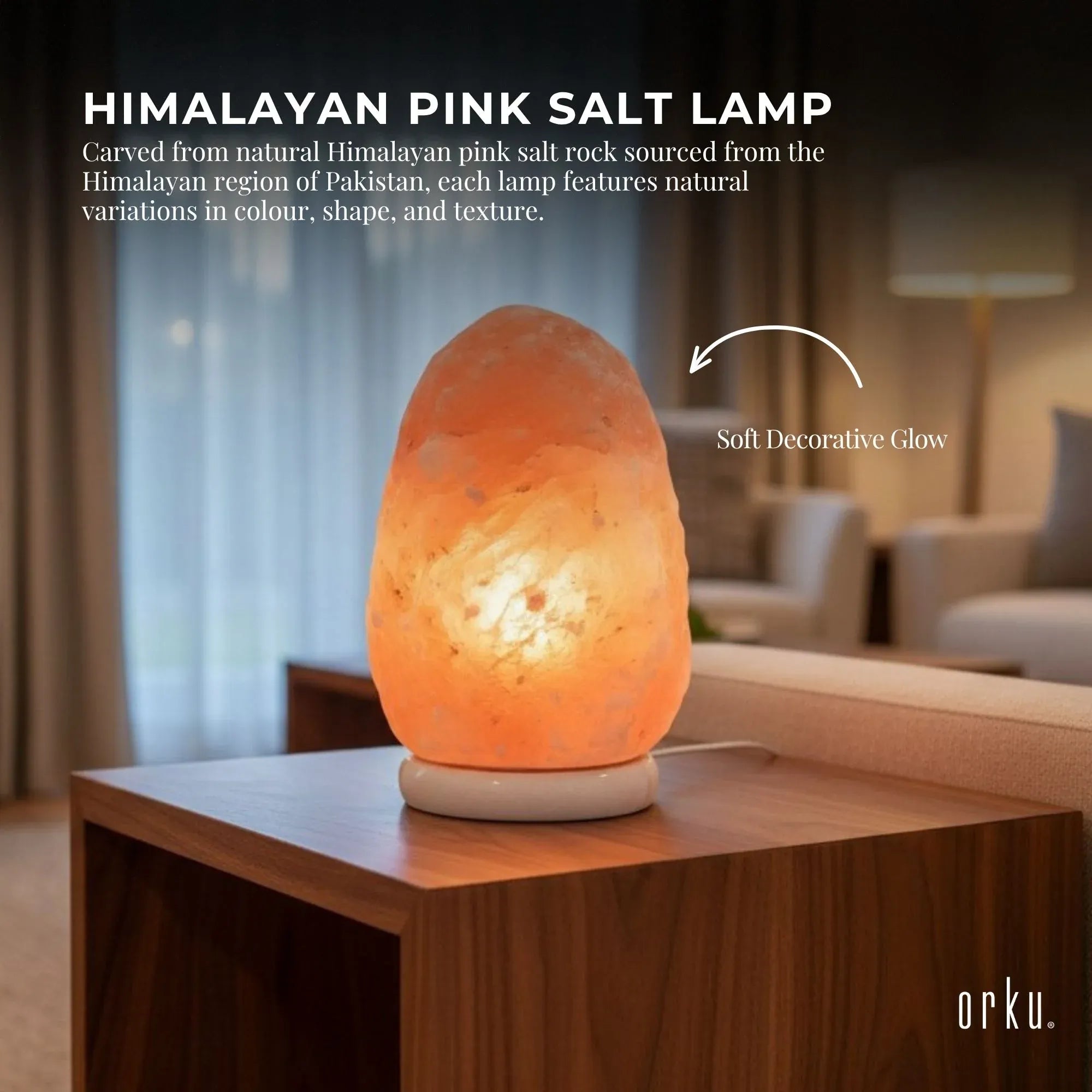 Orku 1-2Kg Himalayan Pink Salt Lamp - Natural Rock Shape Night Light Bedworld