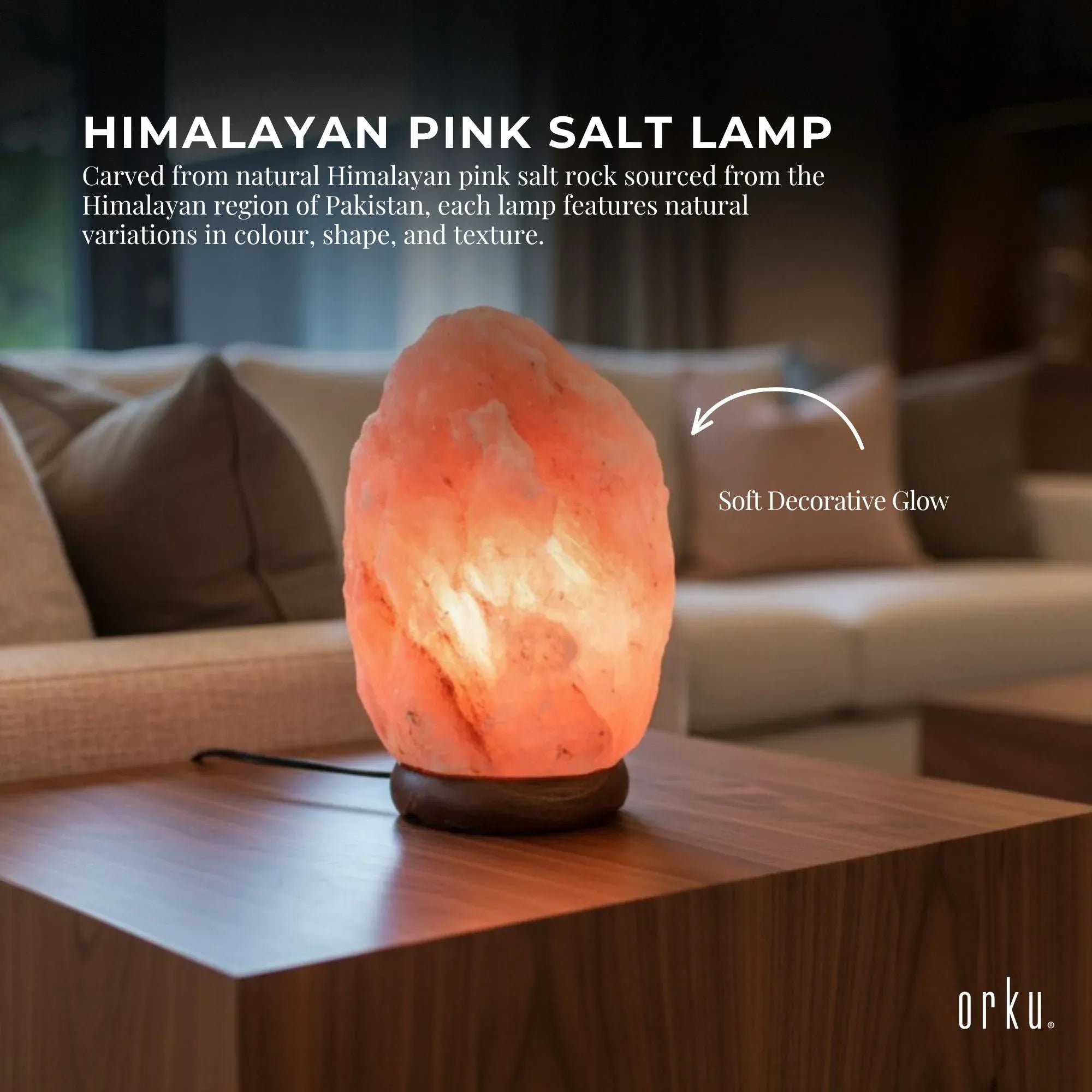 Orku 5Kgs Himalayan Pink Salt Lamp - X-Large Natural Rock Night Light Bedworld