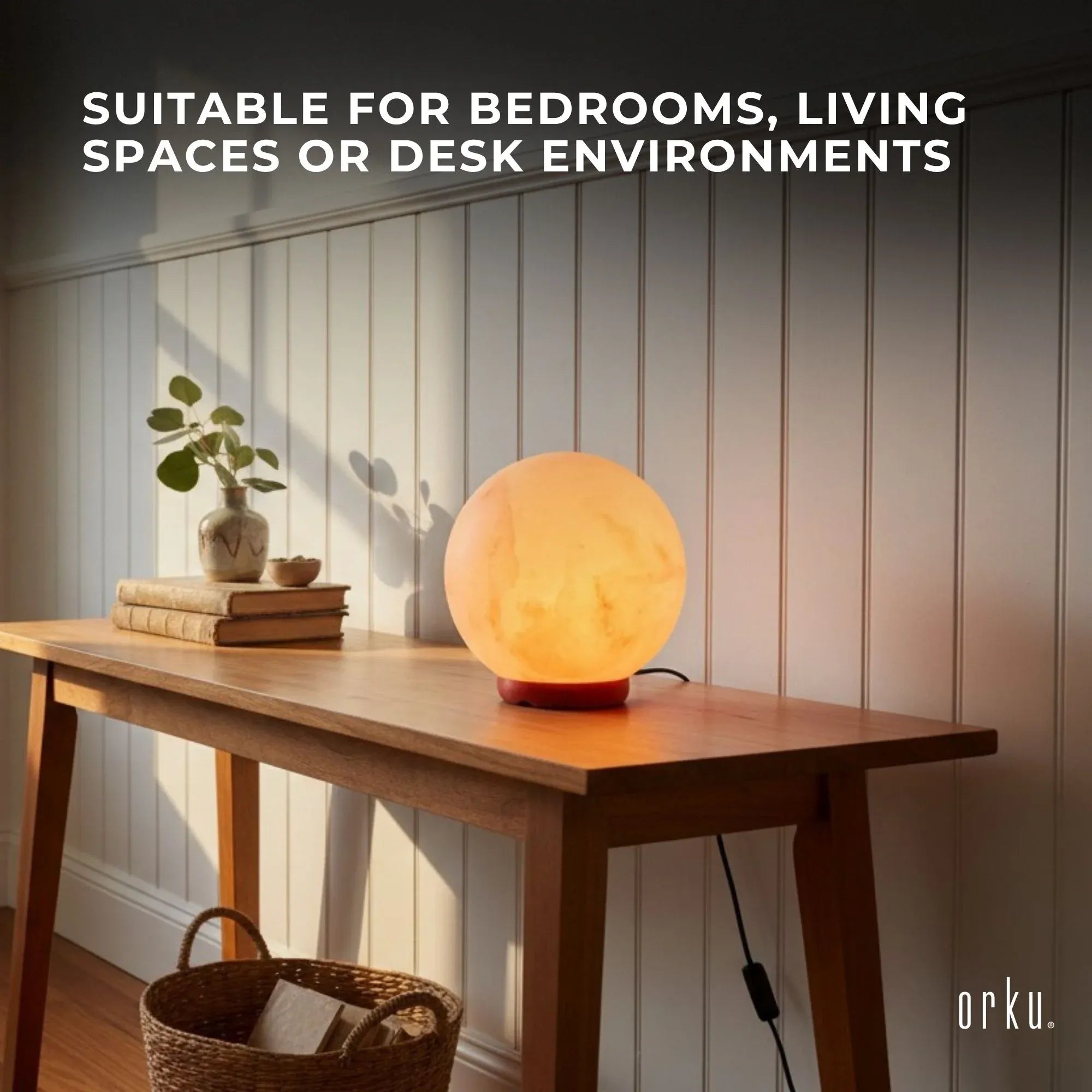 Orku 12cm Ball Shape Himalayan Pink Salt Lamp - Carved Sphere Night Light Bedworld