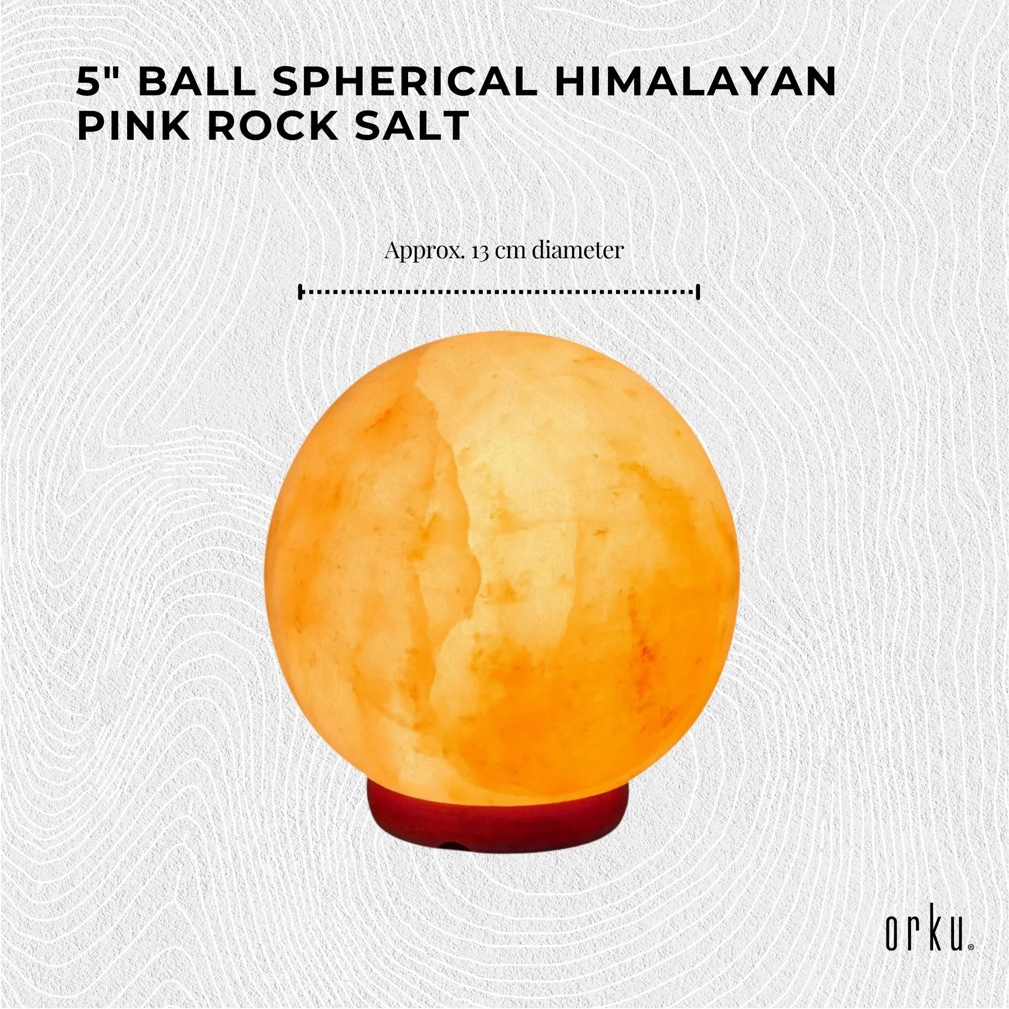 Orku 12cm Ball Shape Himalayan Pink Salt Lamp - Carved Sphere Night Light Bedworld