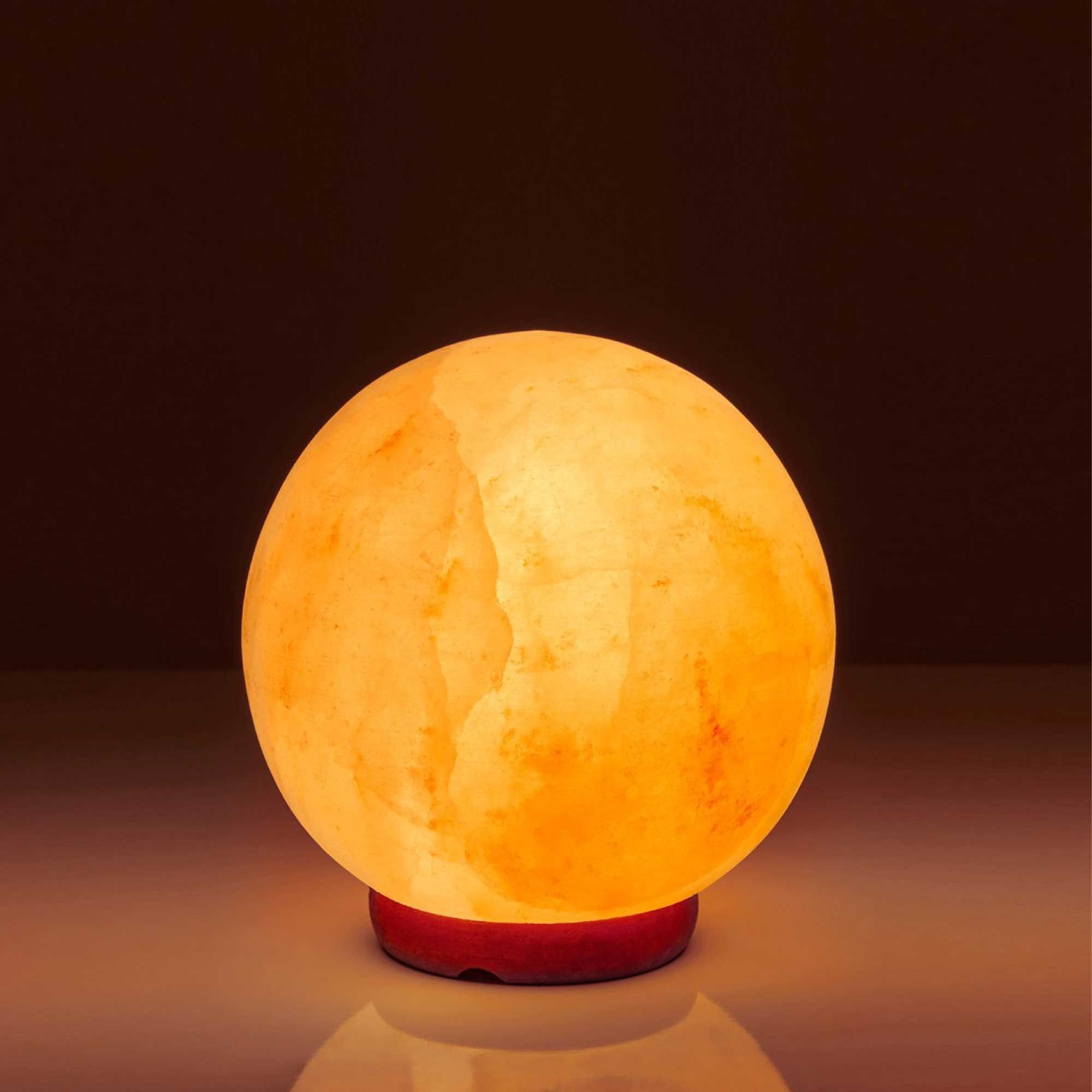 12V 12W 6.5" Ball Himalayan Pink Salt Lamp Carved Rock Crystal Light Bulb On/Off Bedworld
