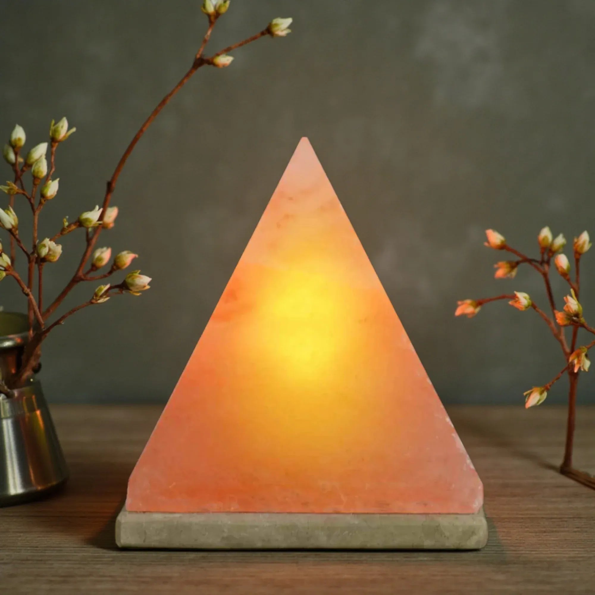 12V 12W Pyramid Himalayan Pink Salt Lamp Carved Rock Crystal Light Bulb On/Off Bedworld