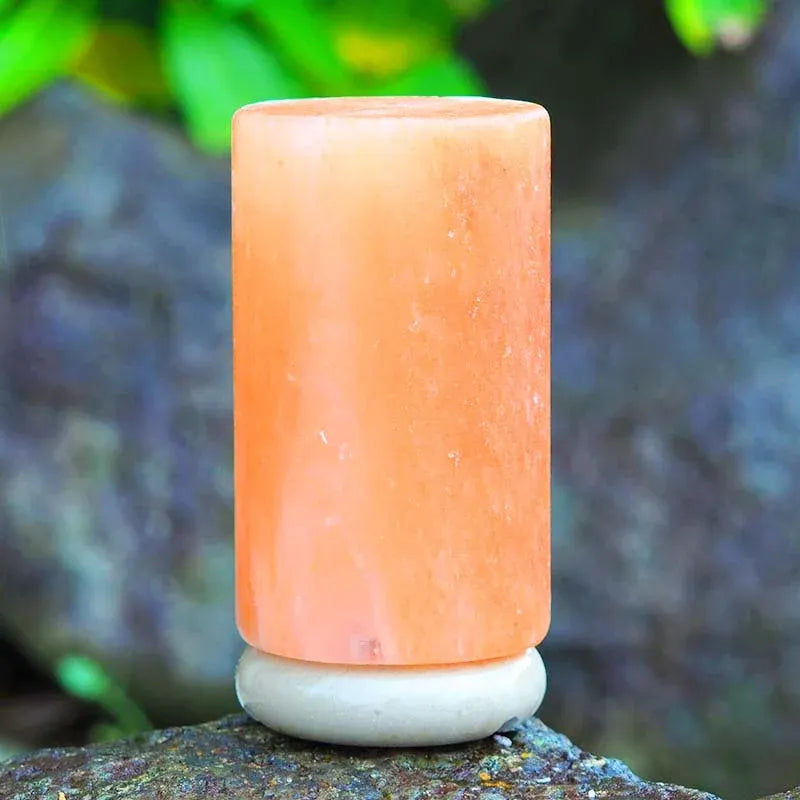 12V 12W Cylinder Himalayan Pink Salt Lamp Carved Rock Crystal Light Bulb On/Off Bedworld