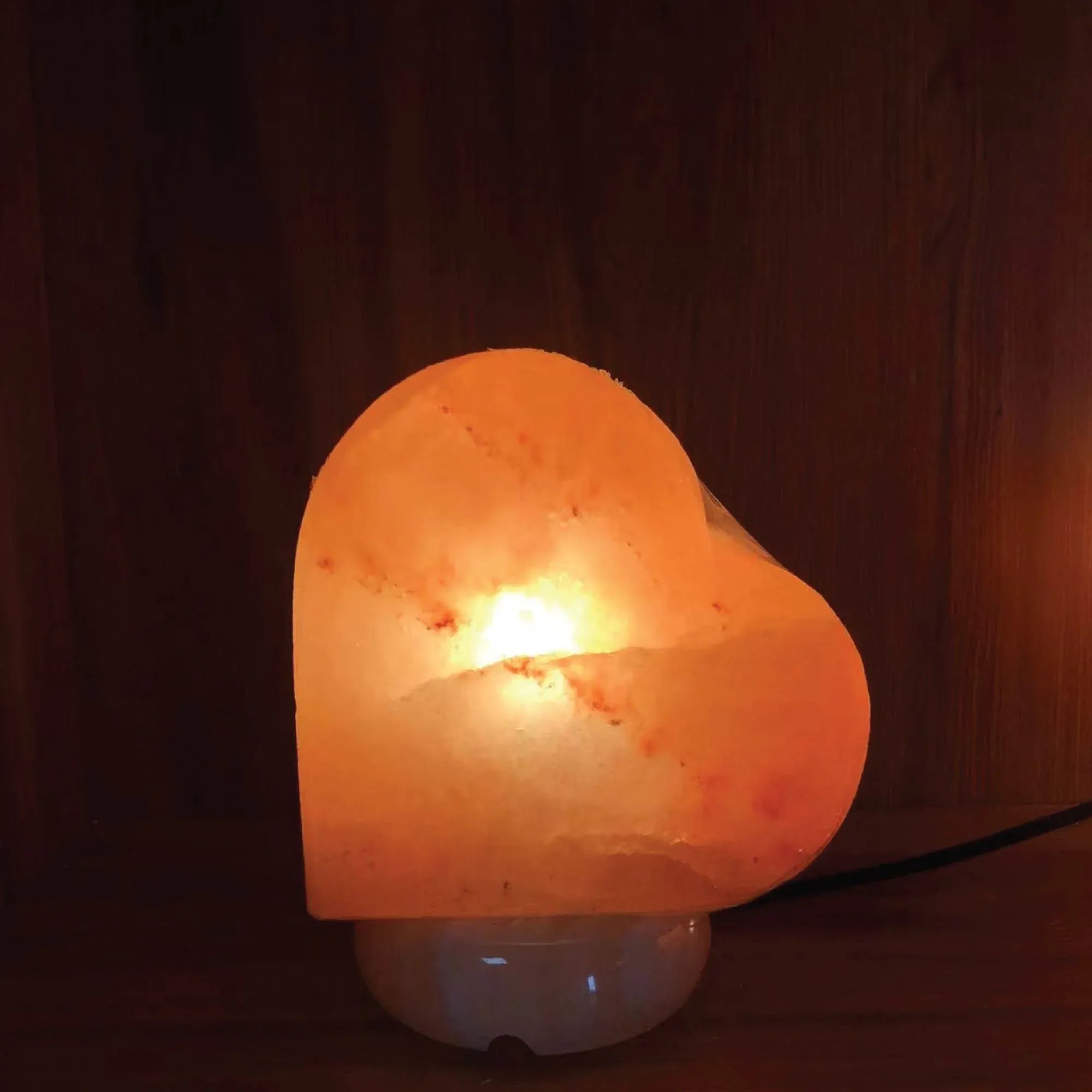 12V 12W Heart Himalayan Pink Salt Lamp Carved Rock Crystal Light Bulb On/Off Switch Bedworld