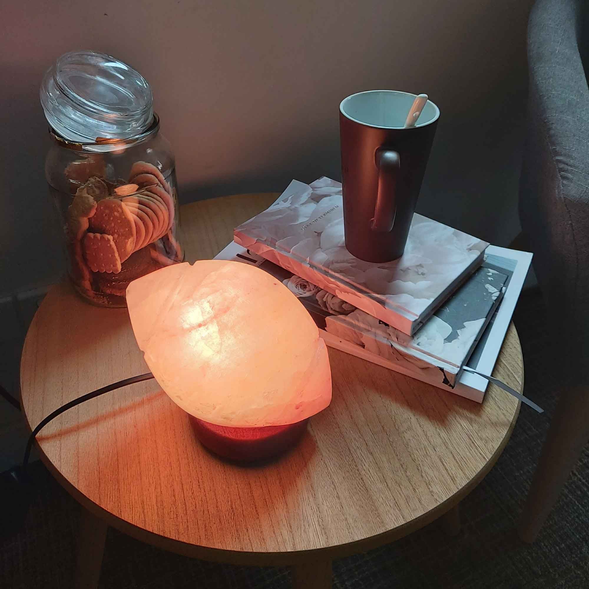 12V 12W Rugby Himalayan Pink Salt Lamp Carved Footy Rock Crystal Light Bulb On/Off Bedworld