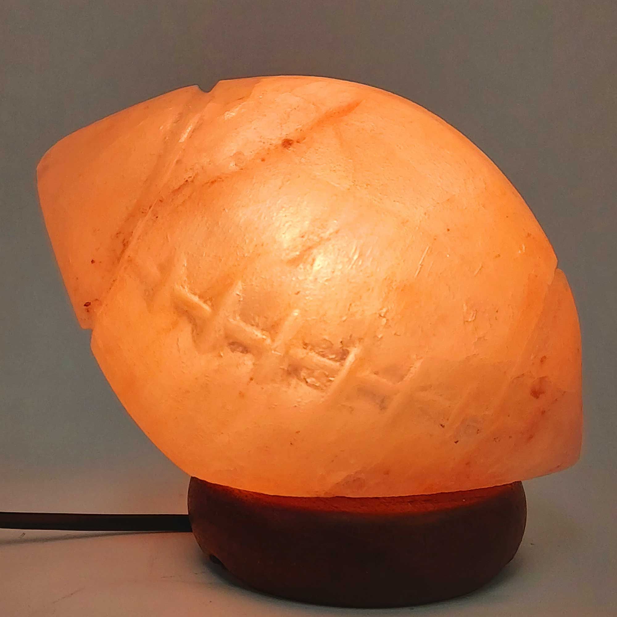 12V 12W Rugby Himalayan Pink Salt Lamp Carved Footy Rock Crystal Light Bulb On/Off Bedworld