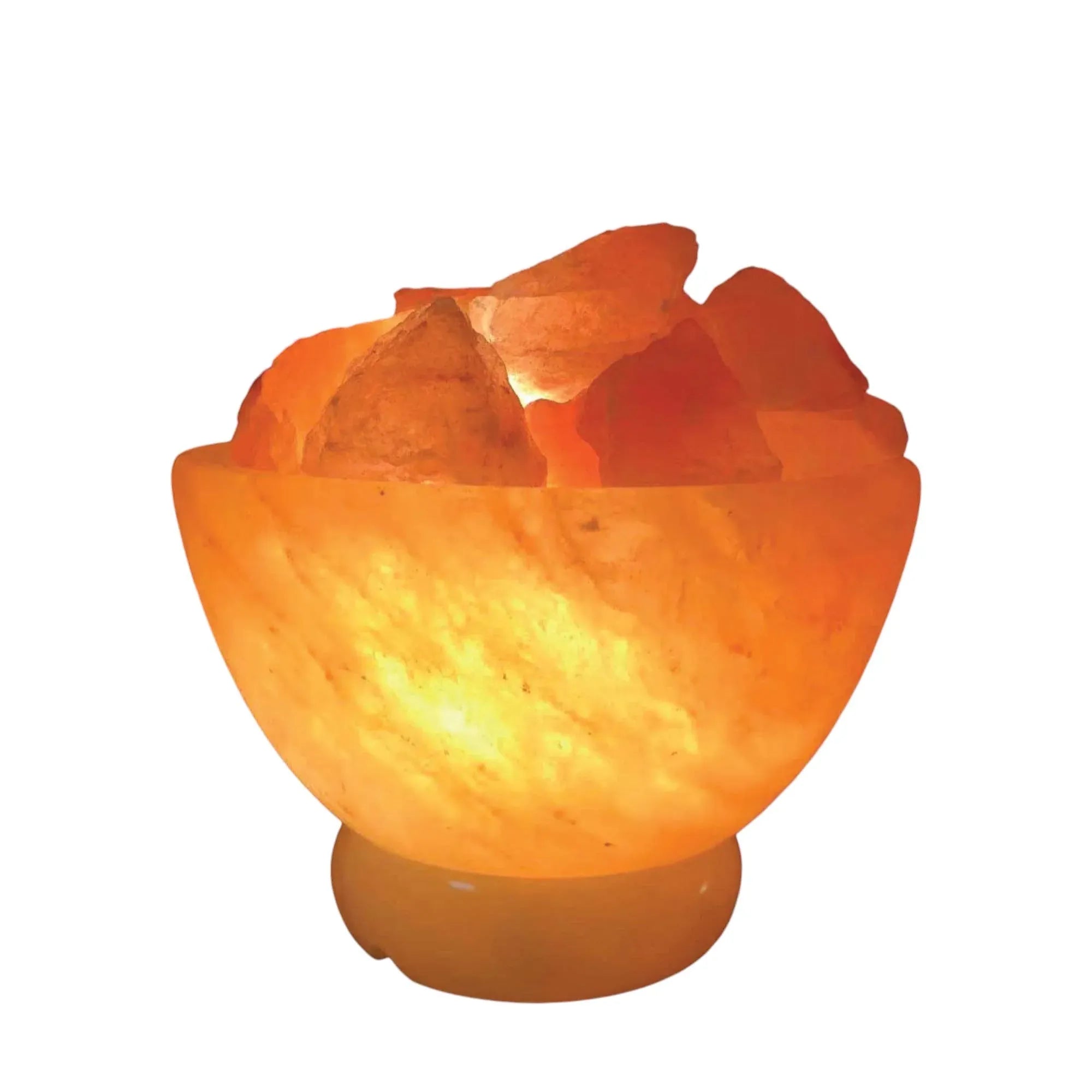 12V 12W Fire Bowl Himalayan Pink Salt Lamp Carved Rock Crystal Light Bulb On/Off Bedworld