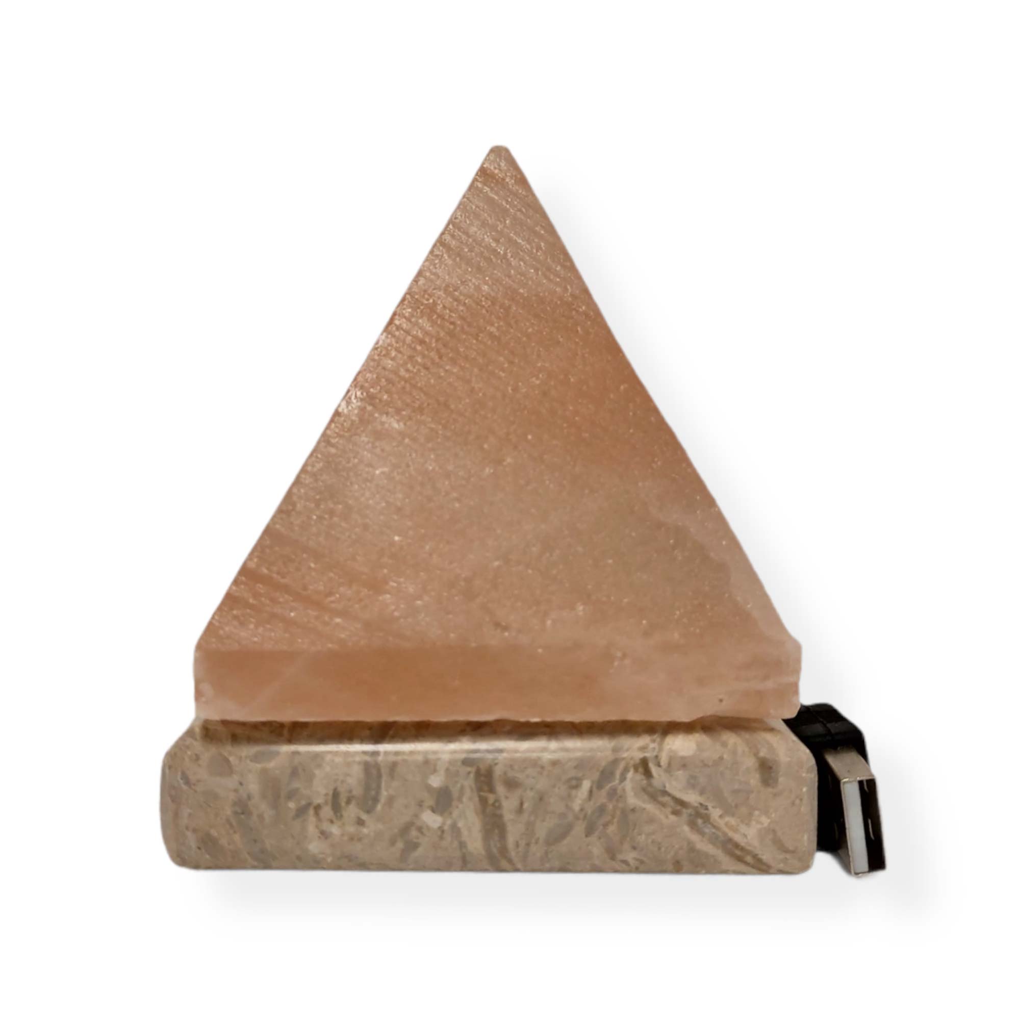 Orku USB Himalayan salt lamp pyramid with pink crystal body and USB plug