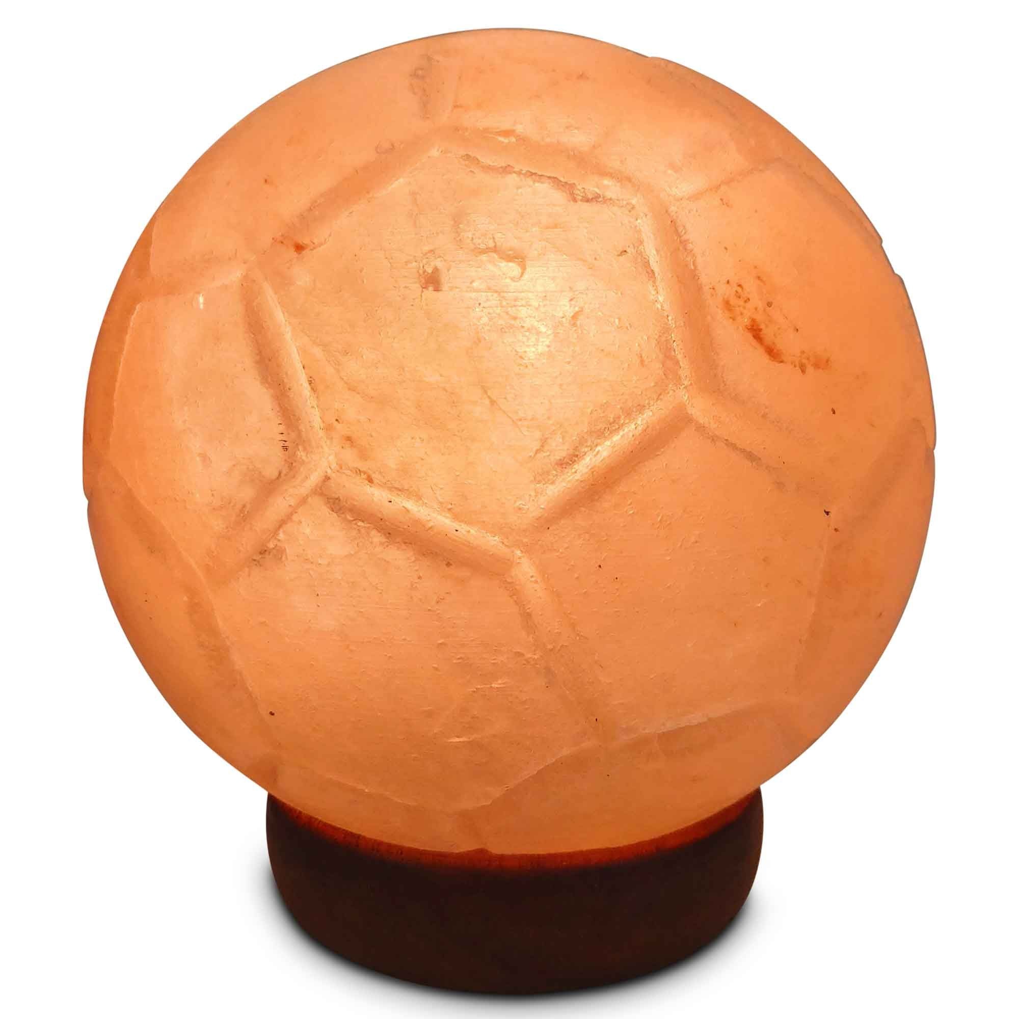 12V 12W Soccer Himalayan Pink Salt Lamp Carved Ball Rock Crystal Light Bulb On/Off Bedworld
