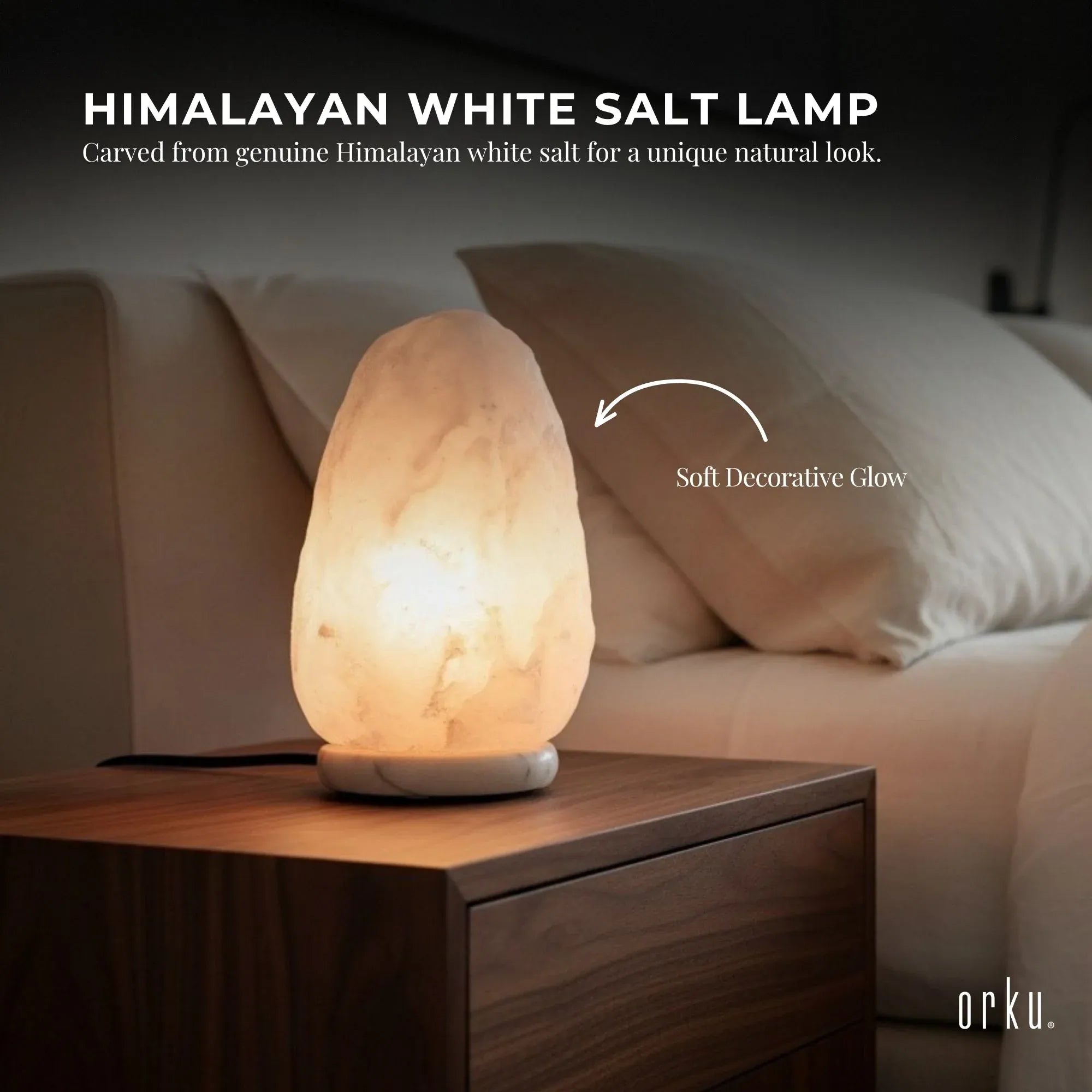 Orku 3-5Kg Himalayan White Salt Lamp - Natural Rock Shape Night Light Bedworld