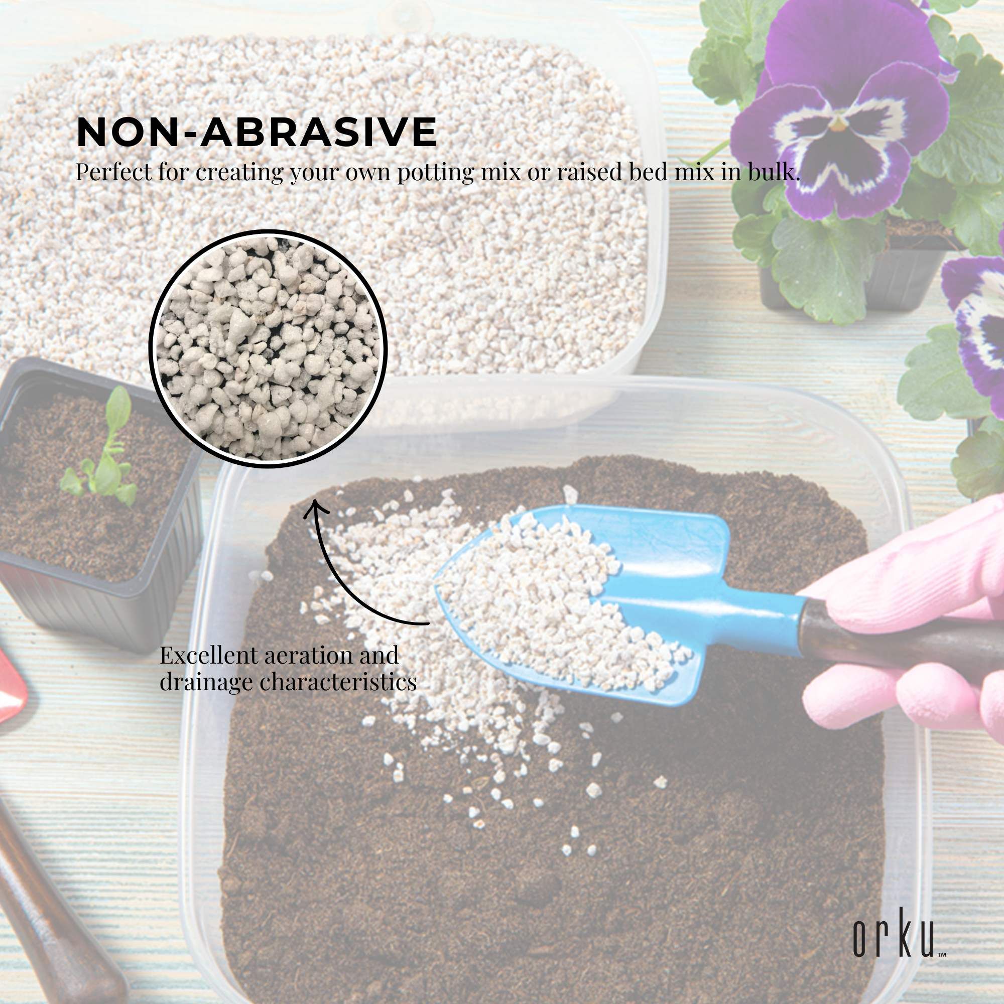 Orku 100L Perlite Coarse Premium Soil Expanded Medium Plants Hydroponics Bulk Bedworld