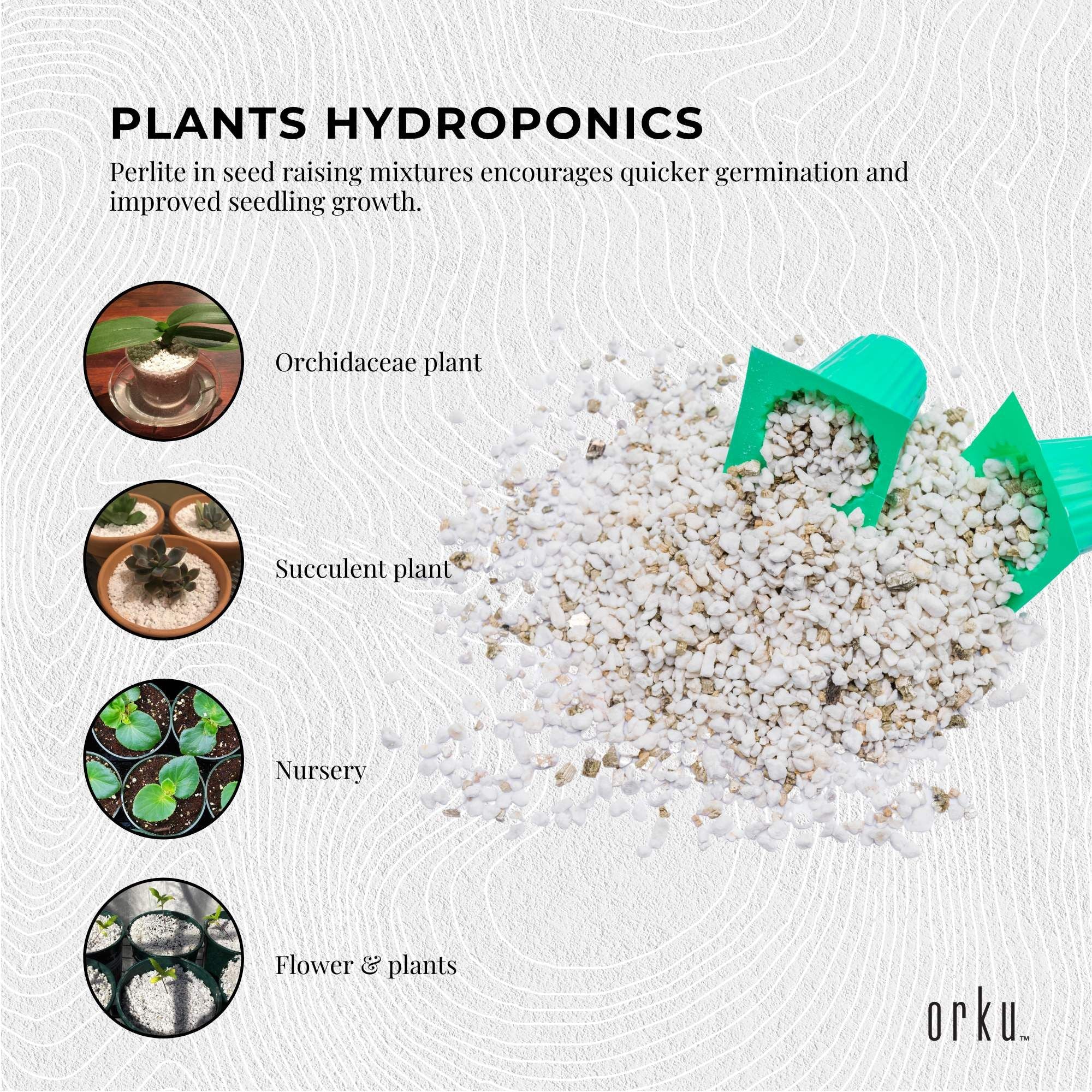 Orku 100L Perlite Coarse Premium Soil Expanded Medium Plants Hydroponics Bulk Bedworld