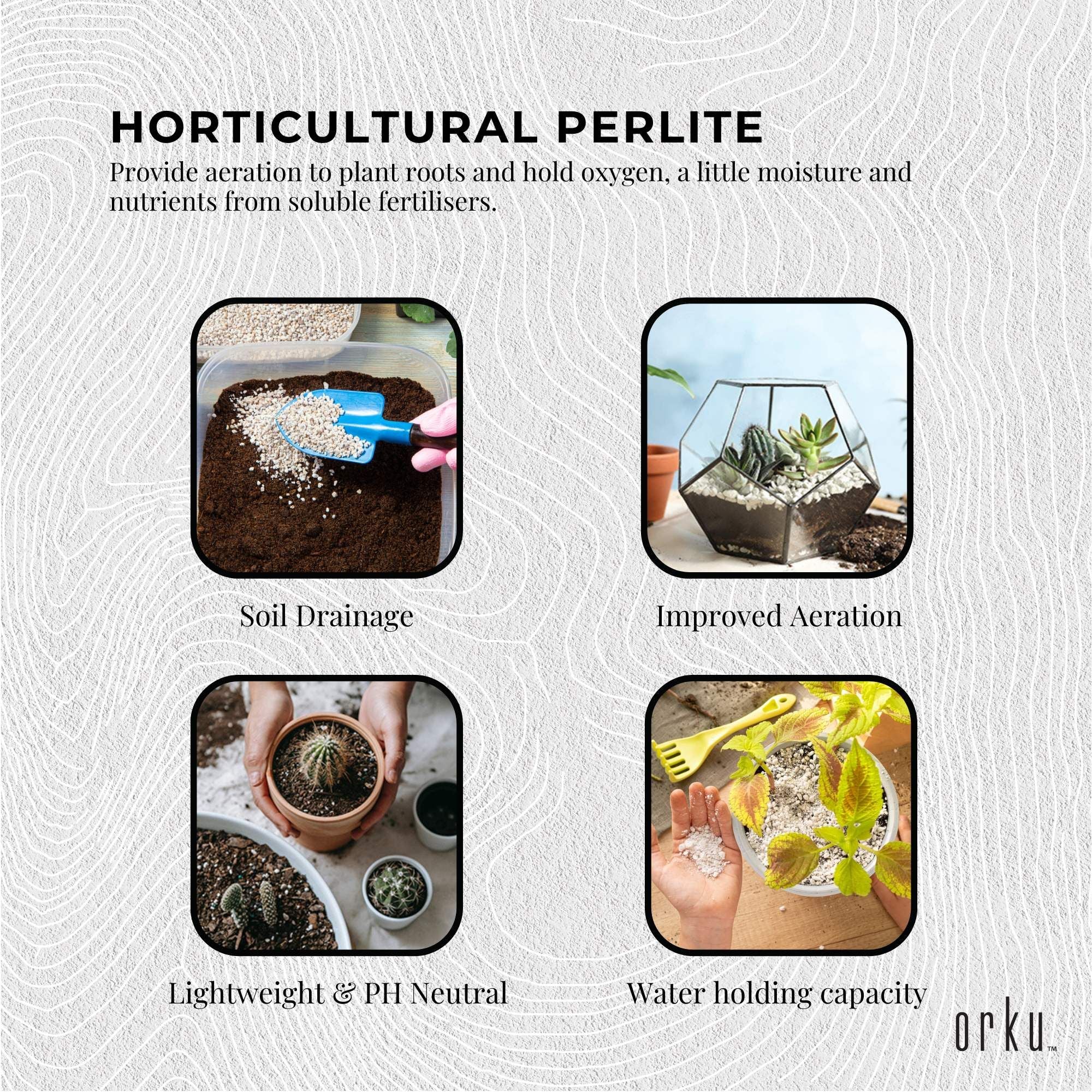 Orku 100L Perlite Coarse Premium Soil Expanded Medium Plants Hydroponics Bulk Bedworld
