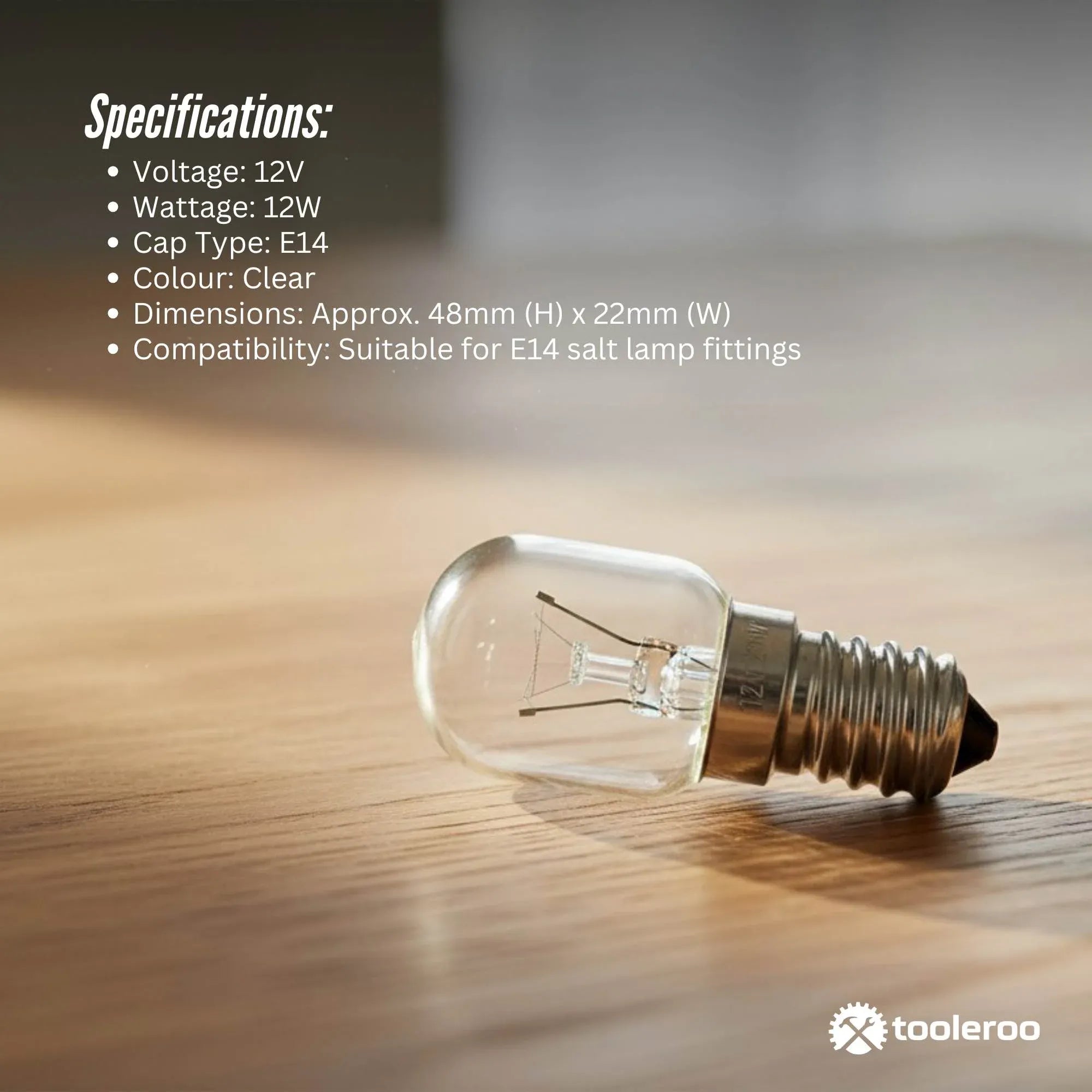 Clear E14 light bulb replacement globe with metal screw base