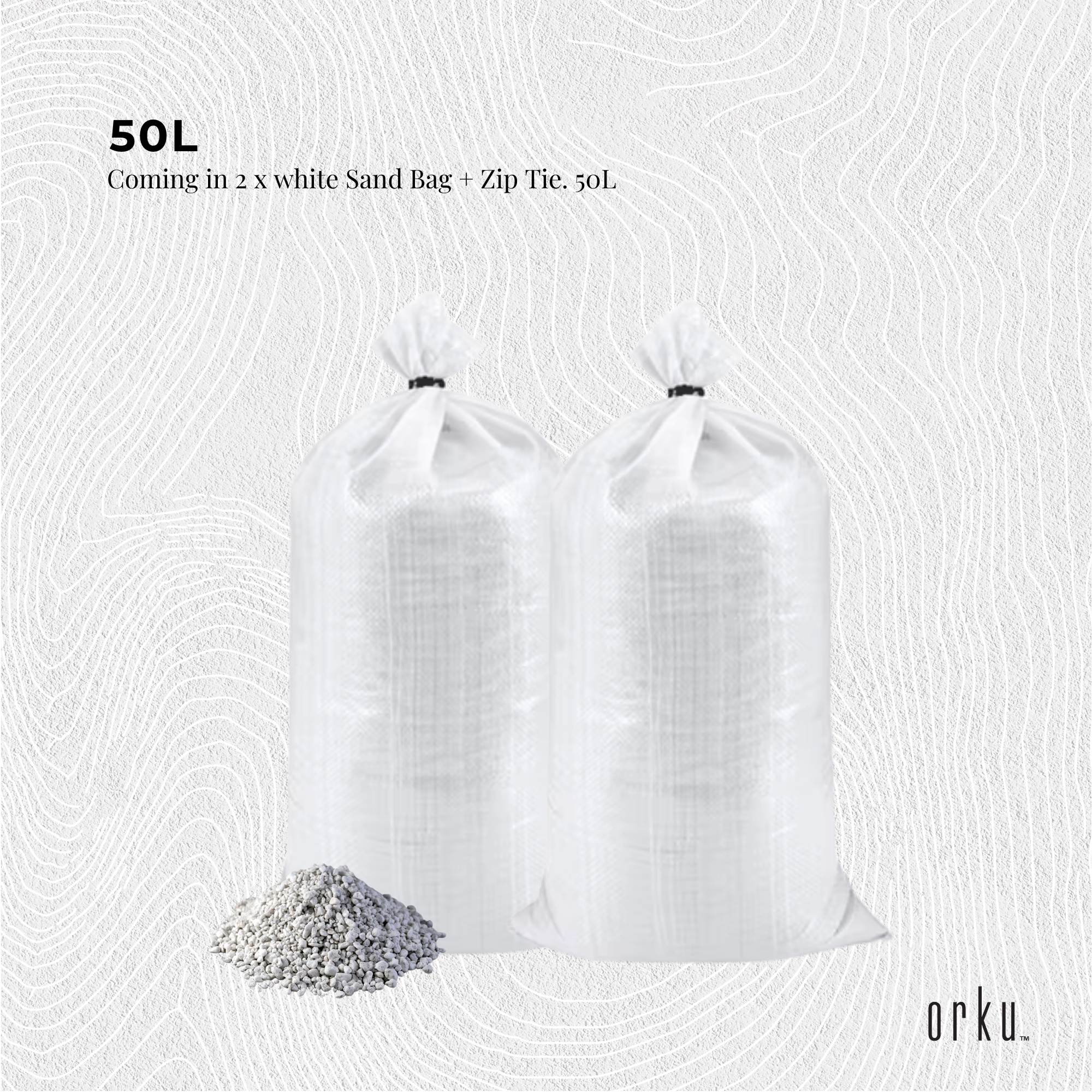 Expanded perlite growing media, two white sacks with a small pile of granules