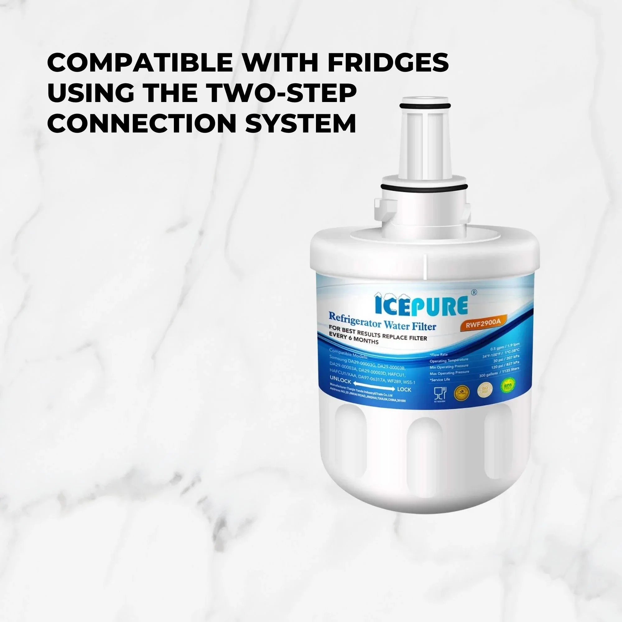 FRIDGE WATER FILTER RWF2900A RFC2900A 2 Steps For RFC1100A Icepure Bedworld