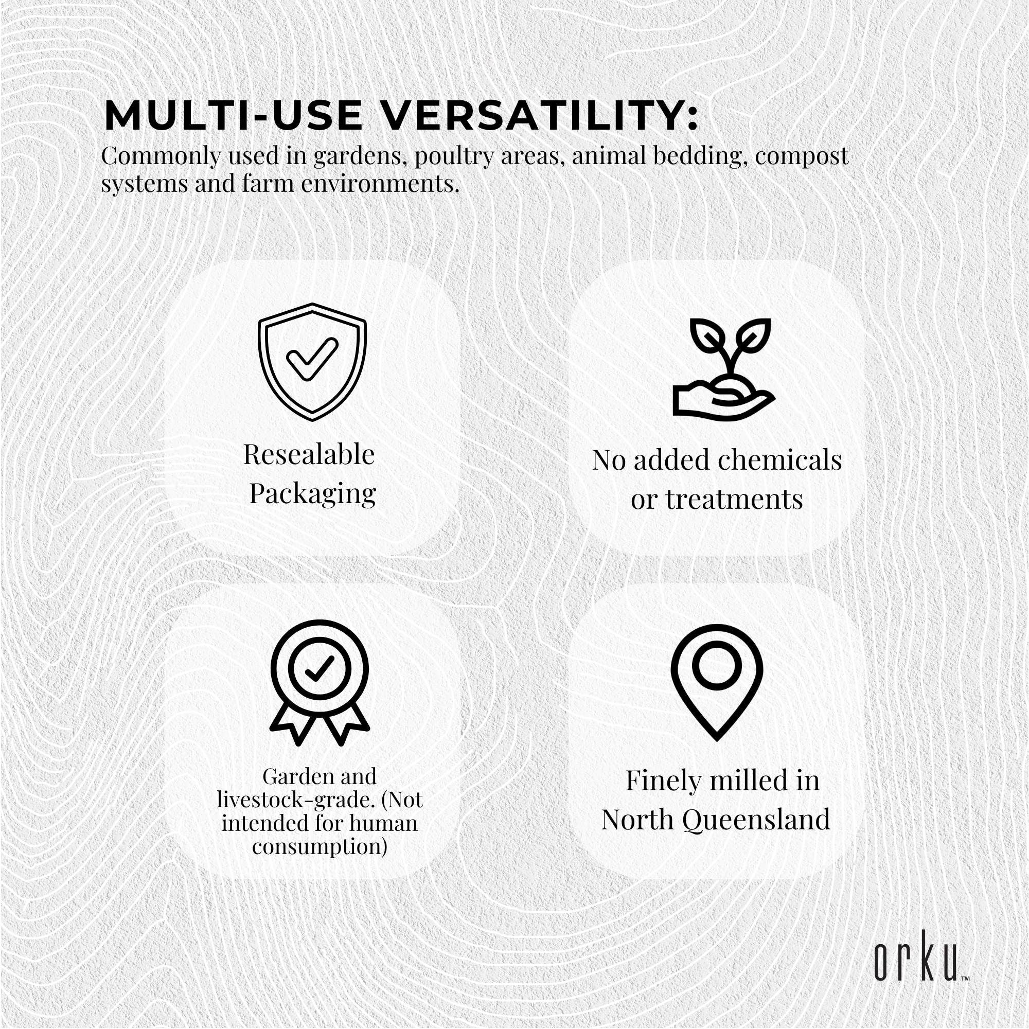 Diatomaceous earth multi-use icons infographic on a light patterned card
