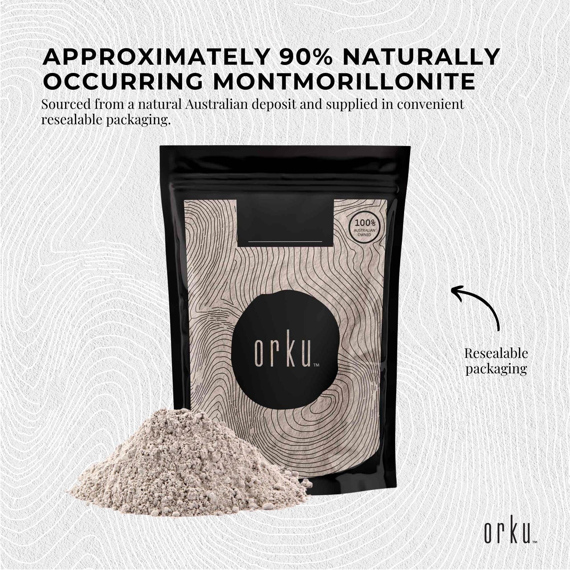 Orku 400g Organic Bentonite Clay Powder Cosmetic Grade Montmorillonite Bedworld