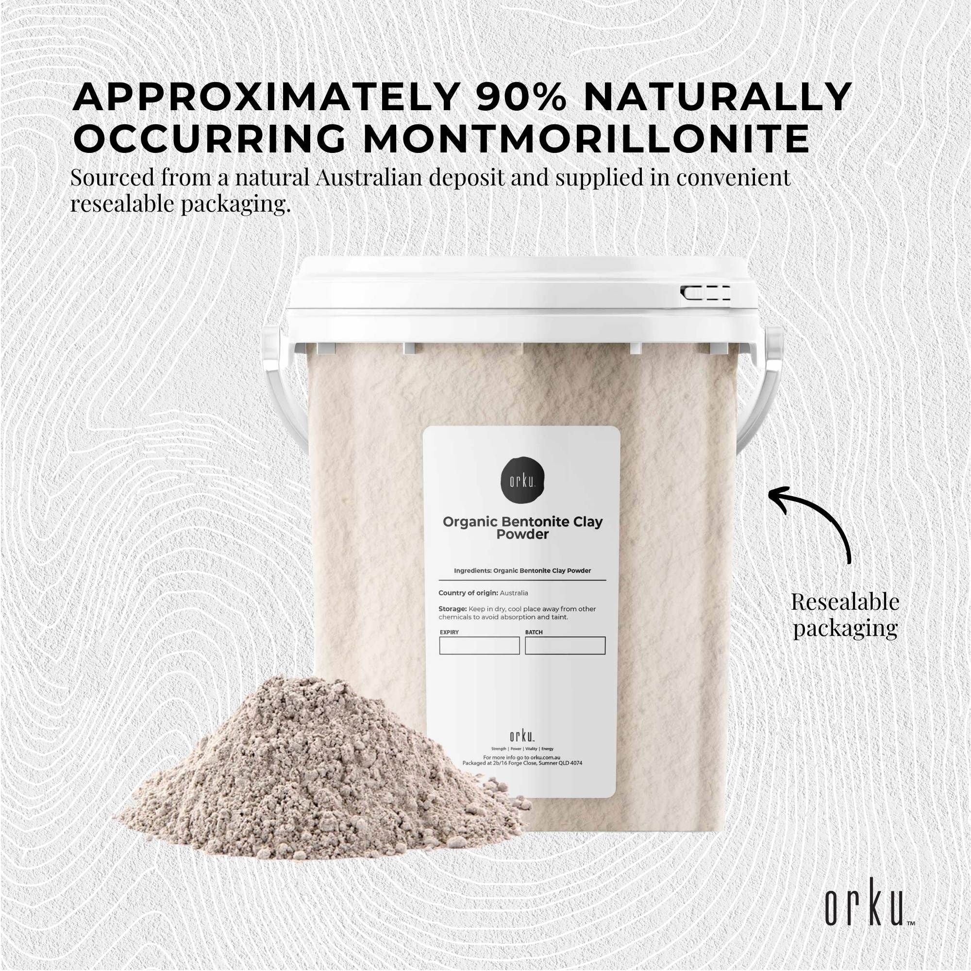 Orku 1.1Kg Organic Bentonite Clay Powder Cosmetic Grade Montmorillonite Bedworld