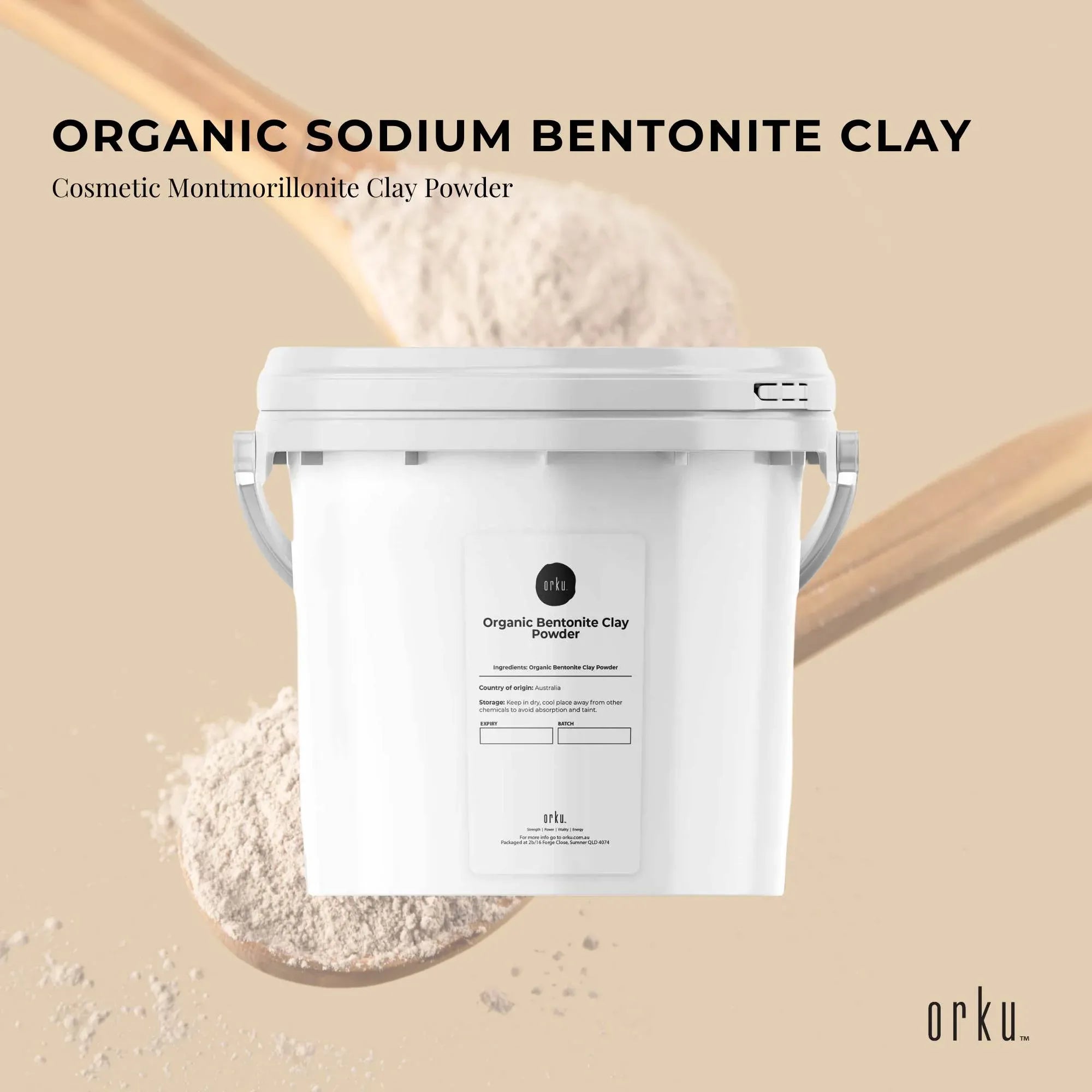 5Kg Organic Sodium Bentonite Clay Powder Tub Bucket - Cosmetic Montmorillonite Bedworld