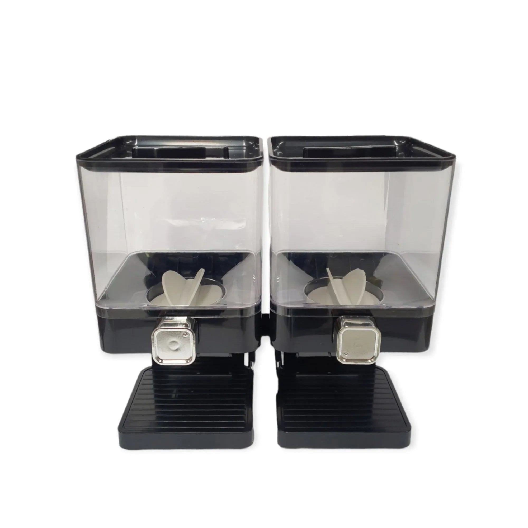 Kitchee 3.7L Double Cereal Dispenser Countertop Rice or Grain Storage Black Bedworld