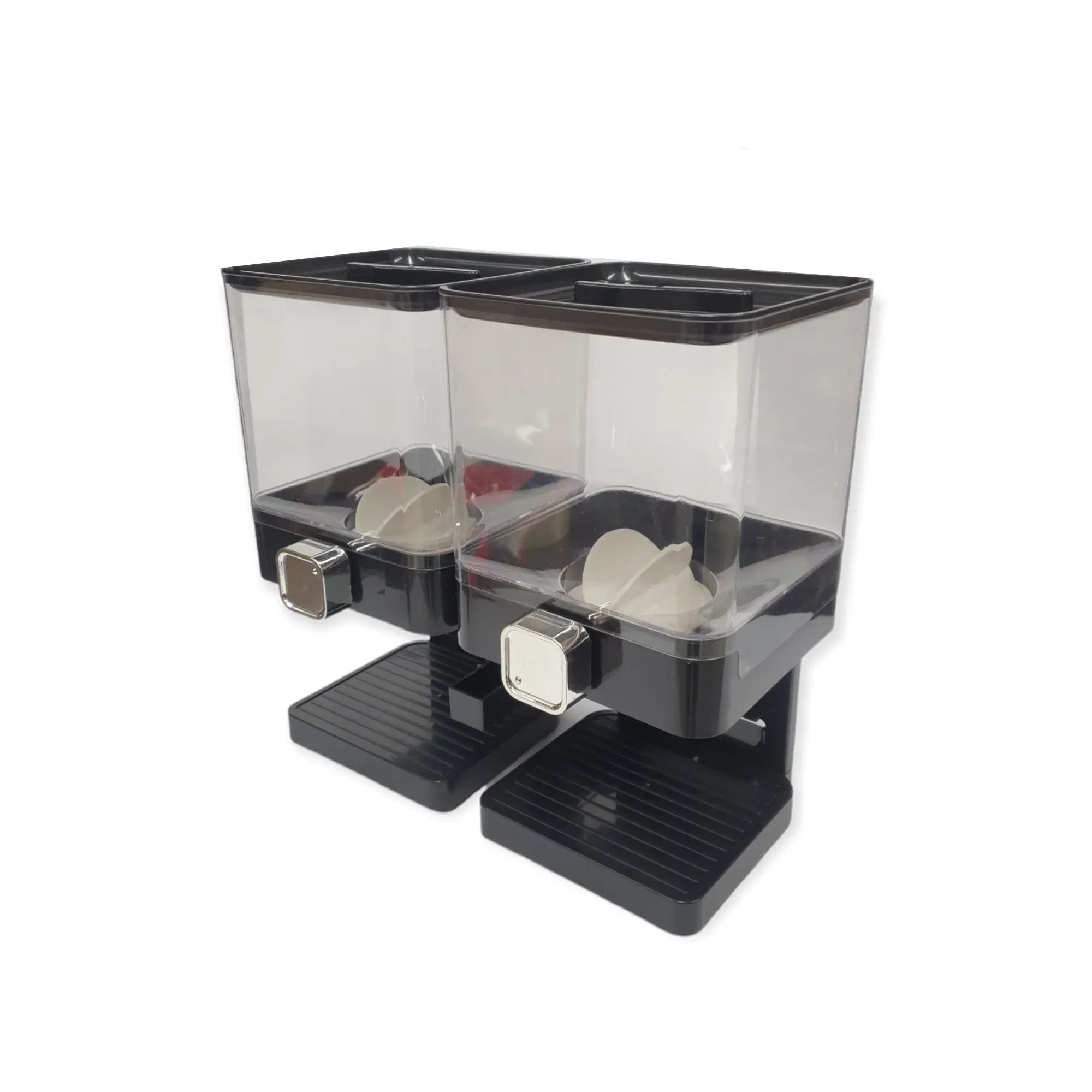 Kitchee 3.7L Double Cereal Dispenser Countertop Rice or Grain Storage Black Bedworld