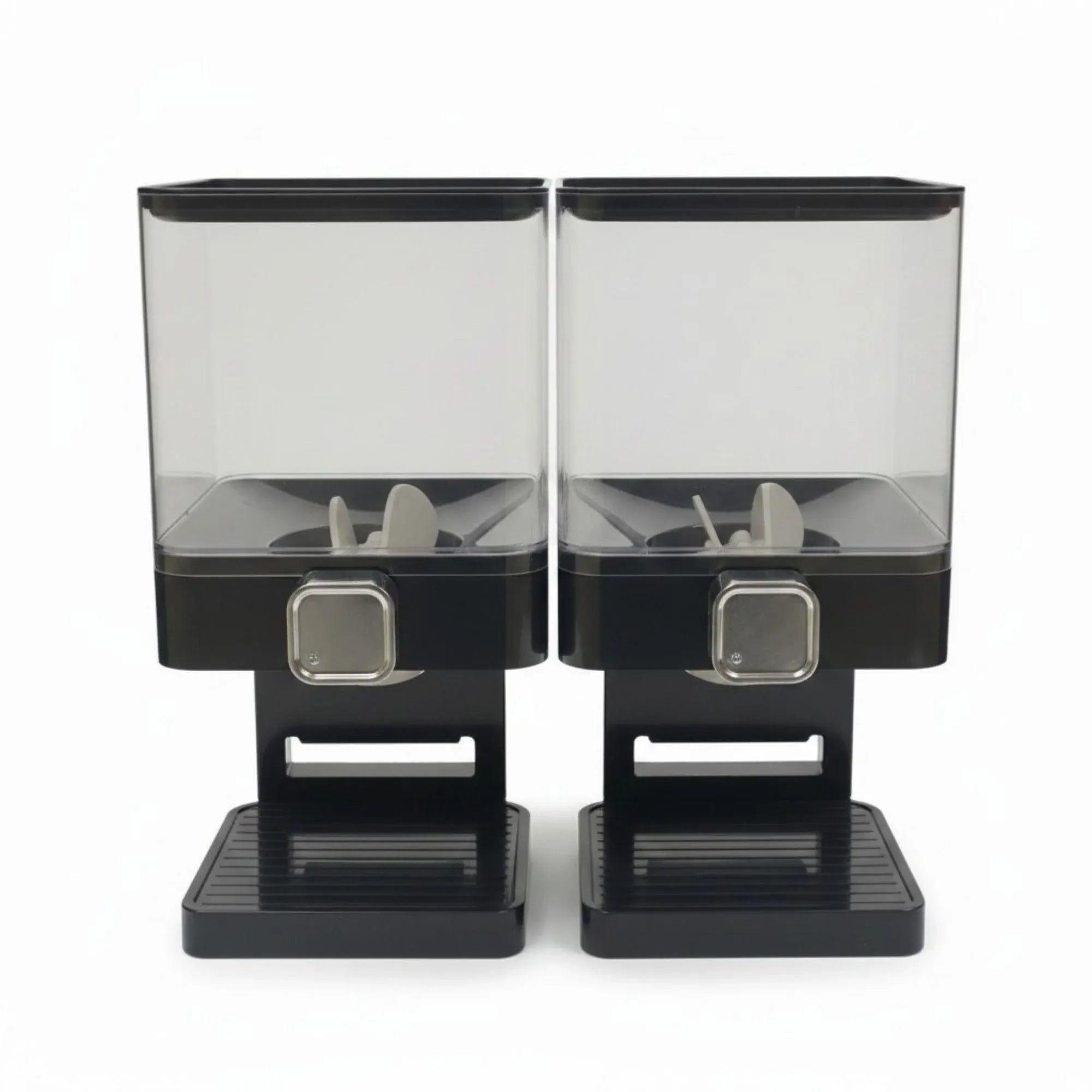 Kitchee 3.7L Double Cereal Dispenser Countertop Rice or Grain Storage Black Bedworld