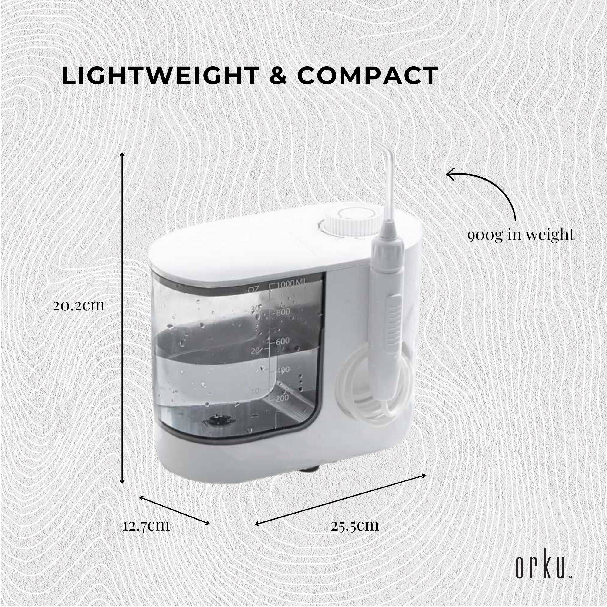 Orku 1000ml Water Flosser Electric Oral Irrigator - Adjustable Pressure White Bedworld