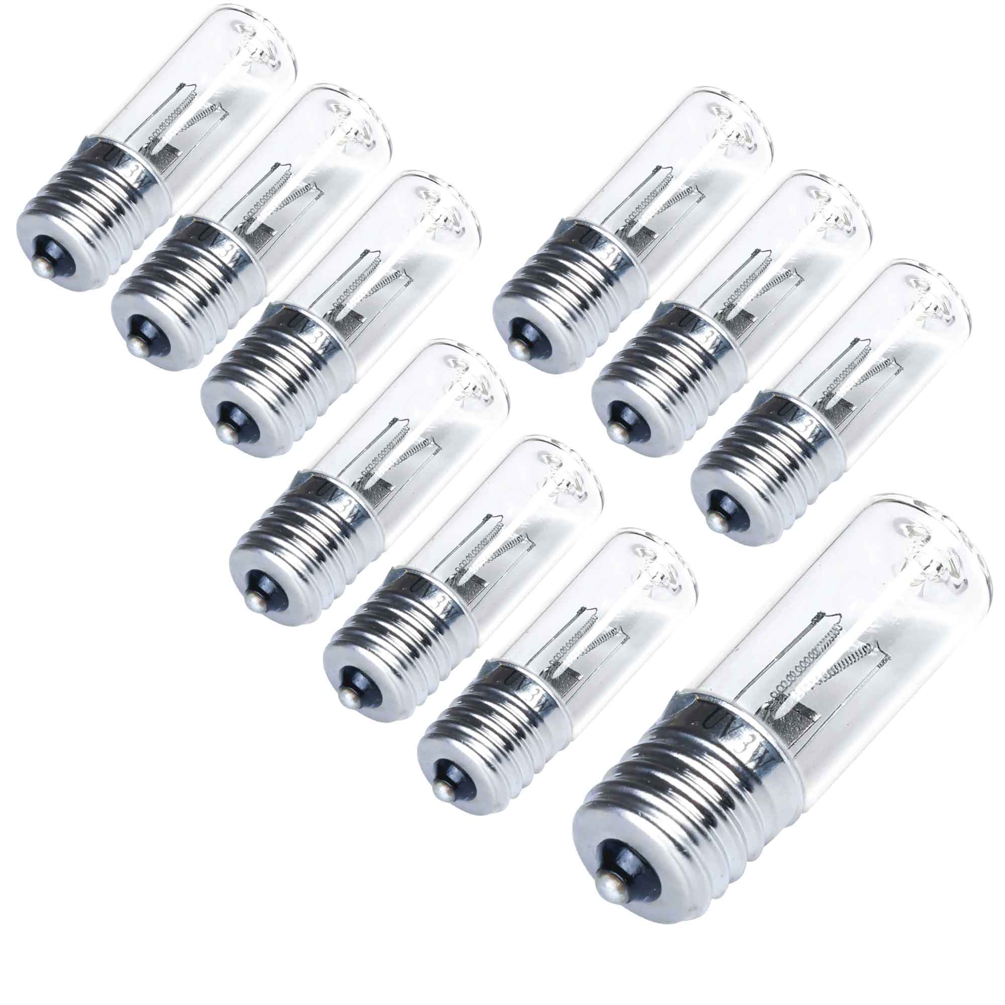 Set of UV sterilizing lamp bulbs with screw bases and clear glass tubes