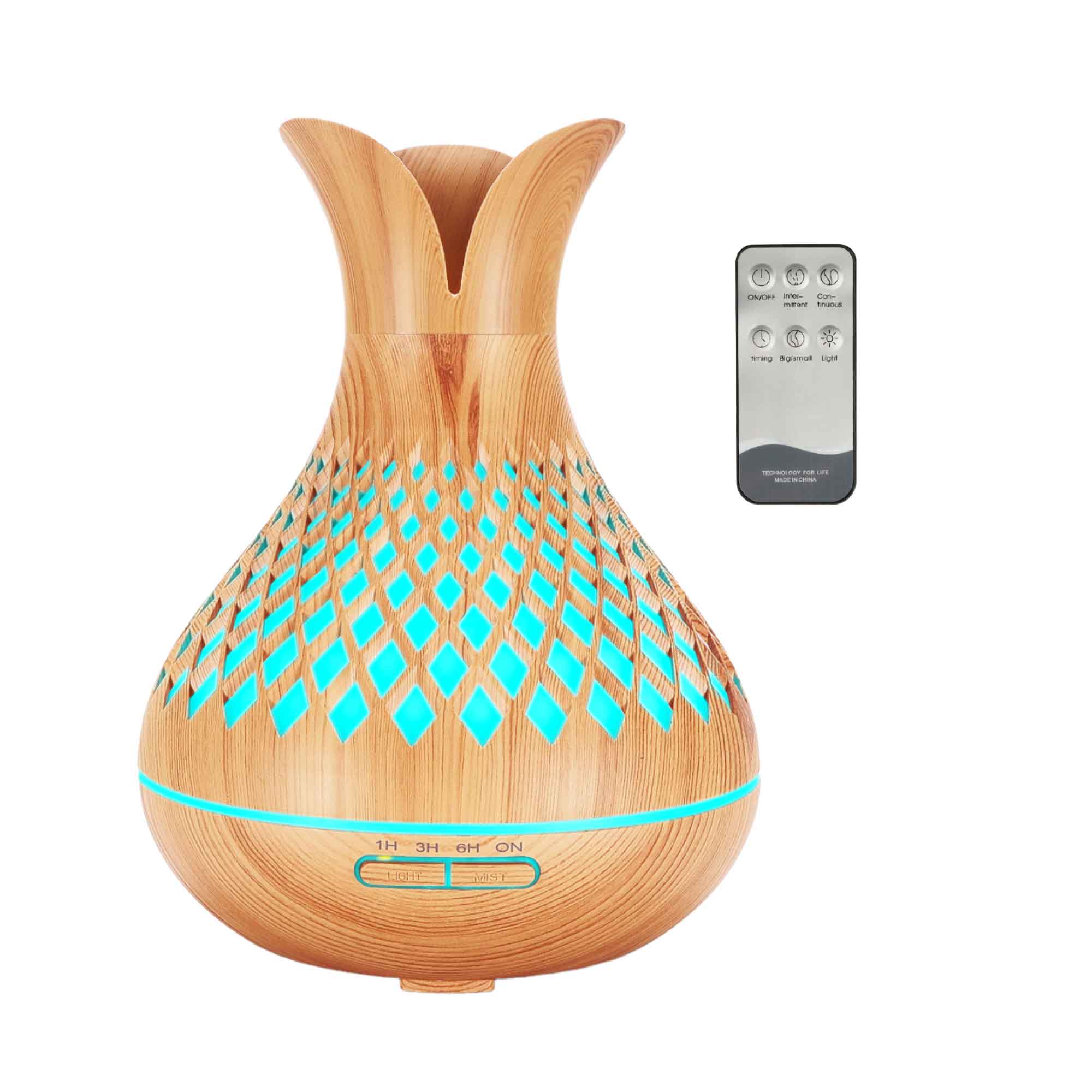 Remote - 500ml Vase Flower Wood Mist Humidifier | Ultrasonic