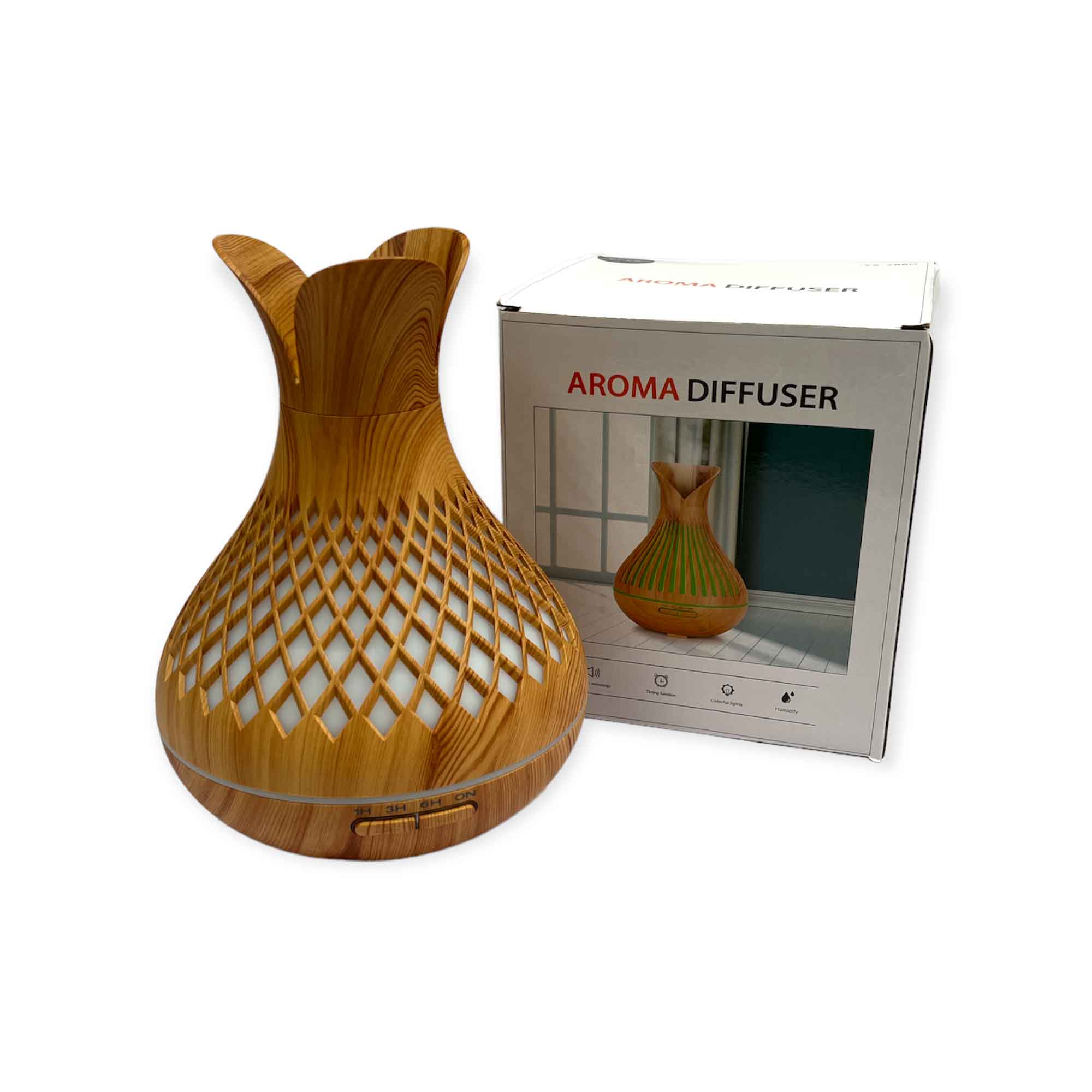 Remote - 500ml Vase Flower Wood Mist Humidifier | Ultrasonic