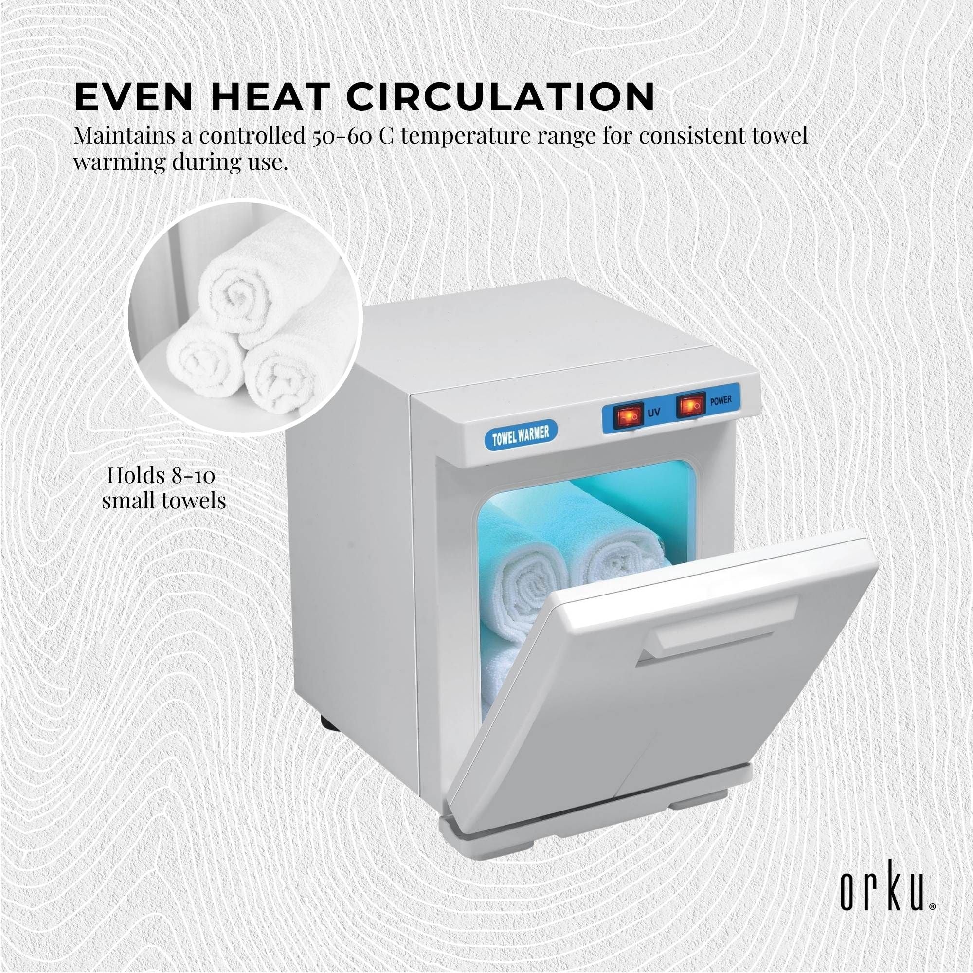 Orku 5L White Electric Hand Towel Warmer Mini UV Steriliser Cabinet Salon Heater Bedworld