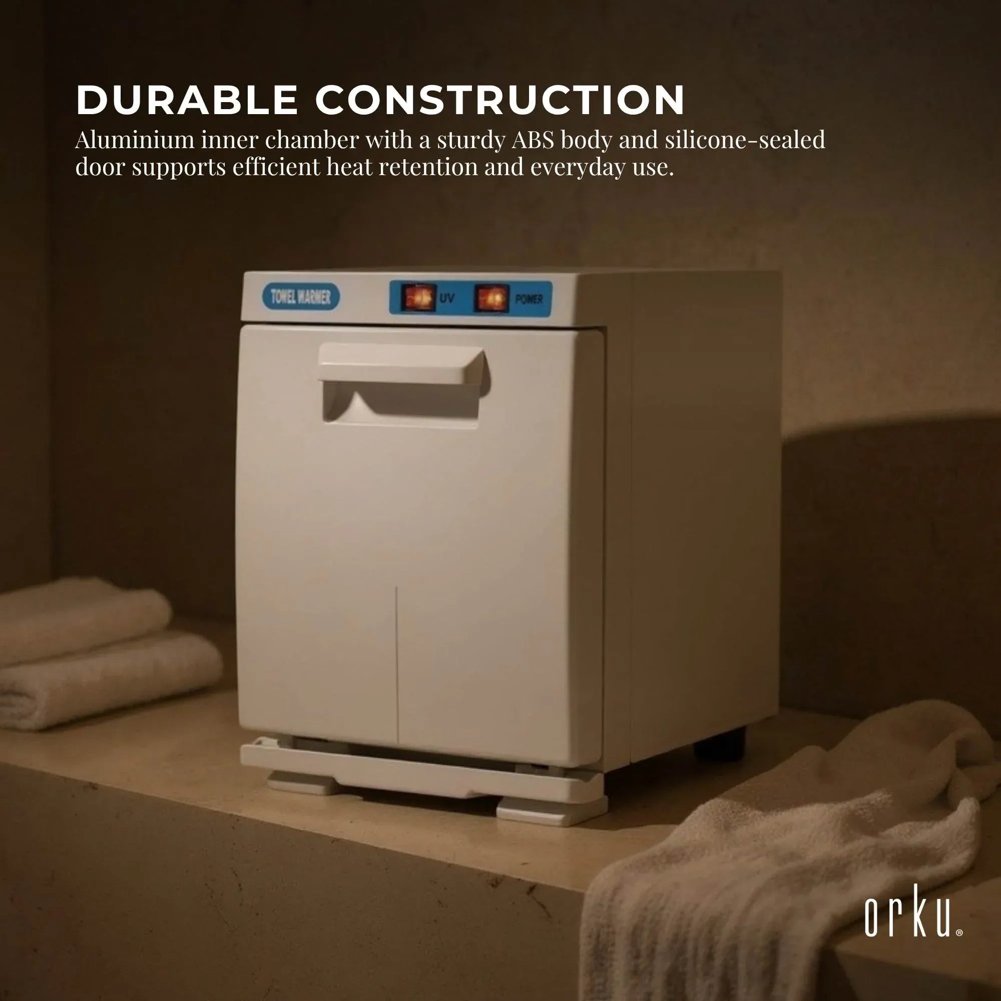 Orku 5L White Electric Hand Towel Warmer Mini UV Steriliser Cabinet Salon Heater Bedworld