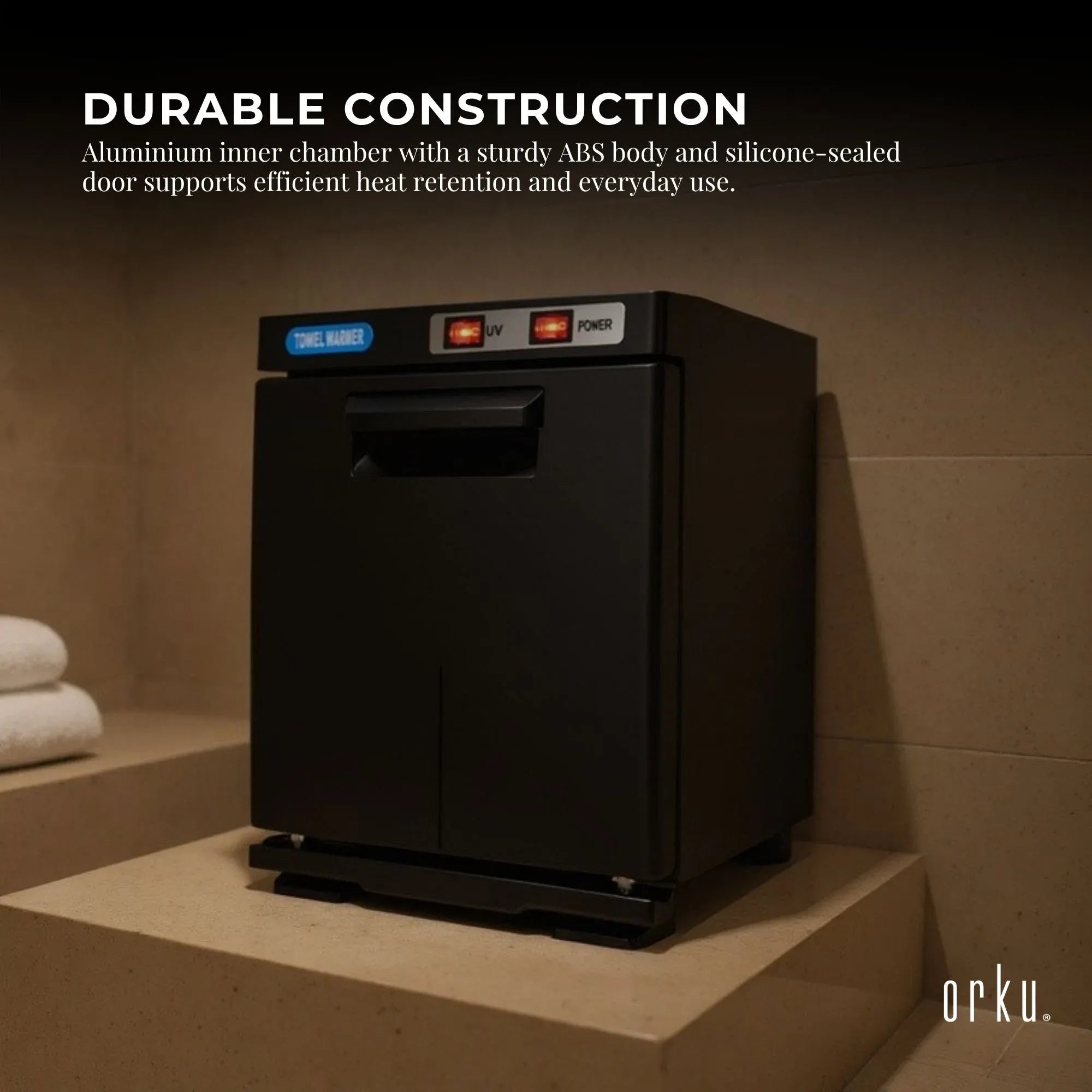 Orku 5L Black Electric Hand Towel Warmer Mini UV Steriliser Cabinet Salon Heater Bedworld