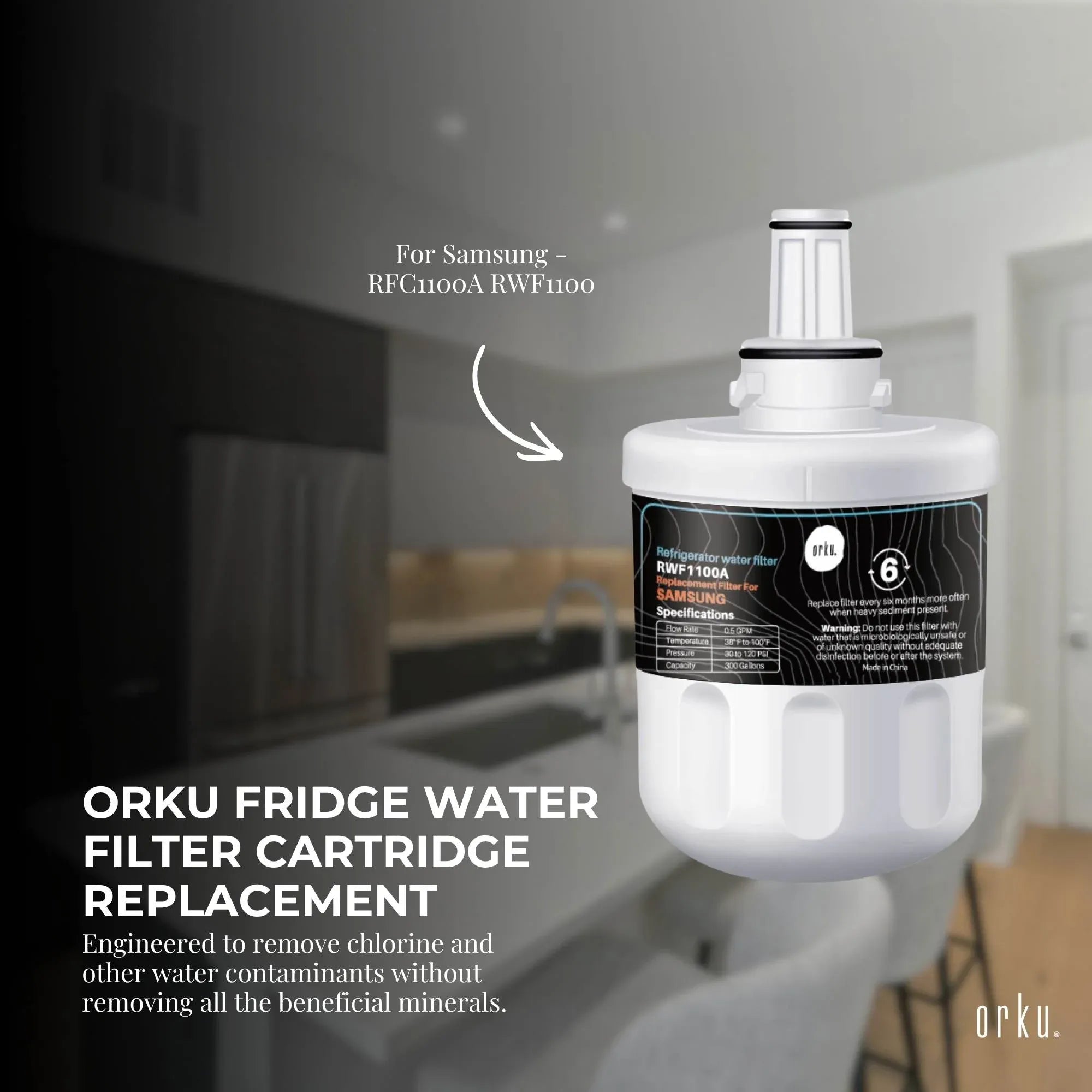Orku Fridge Water Filter Cartridge Replacement for Samsung - RFC1100A RWF1100 Bedworld