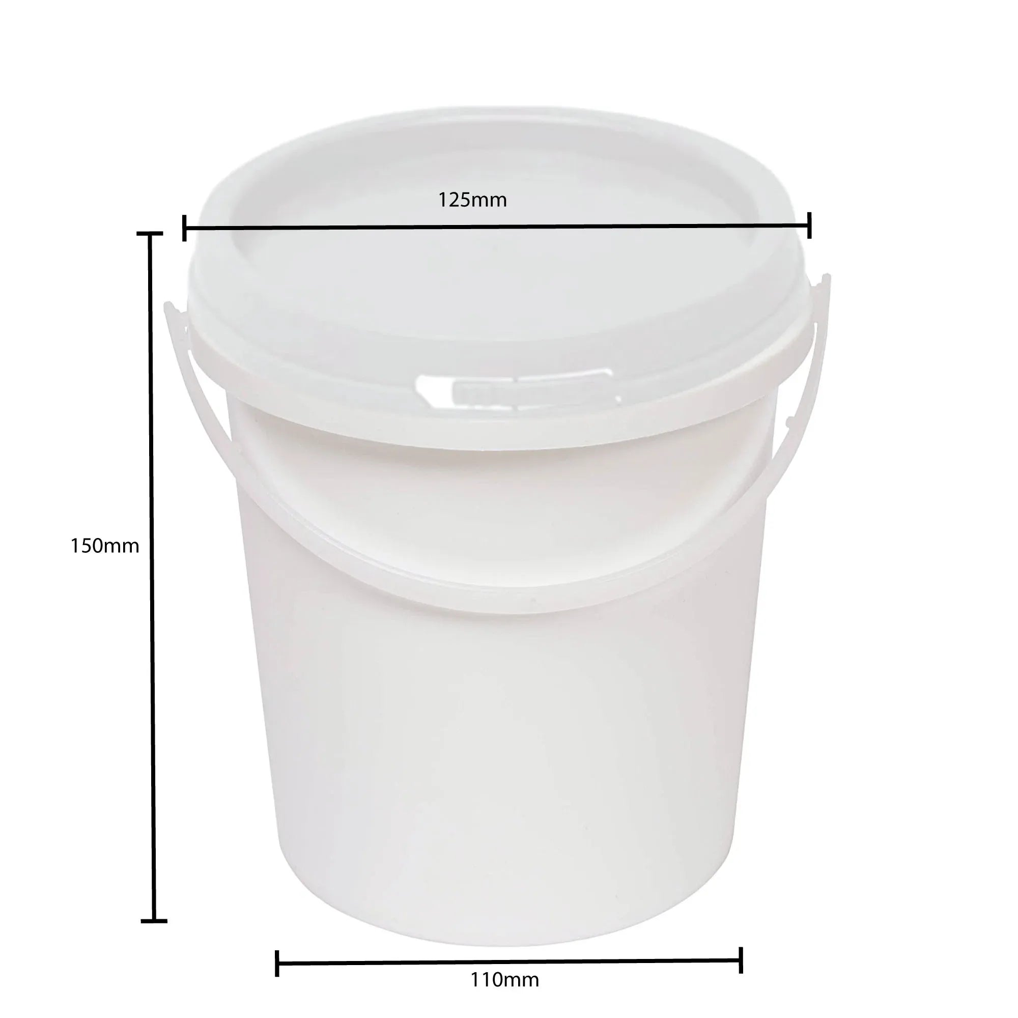 Kitchee 10x 1.2L Plastic Buckets + Lids - Food Grade Empty White Tub With Handle Bedworld