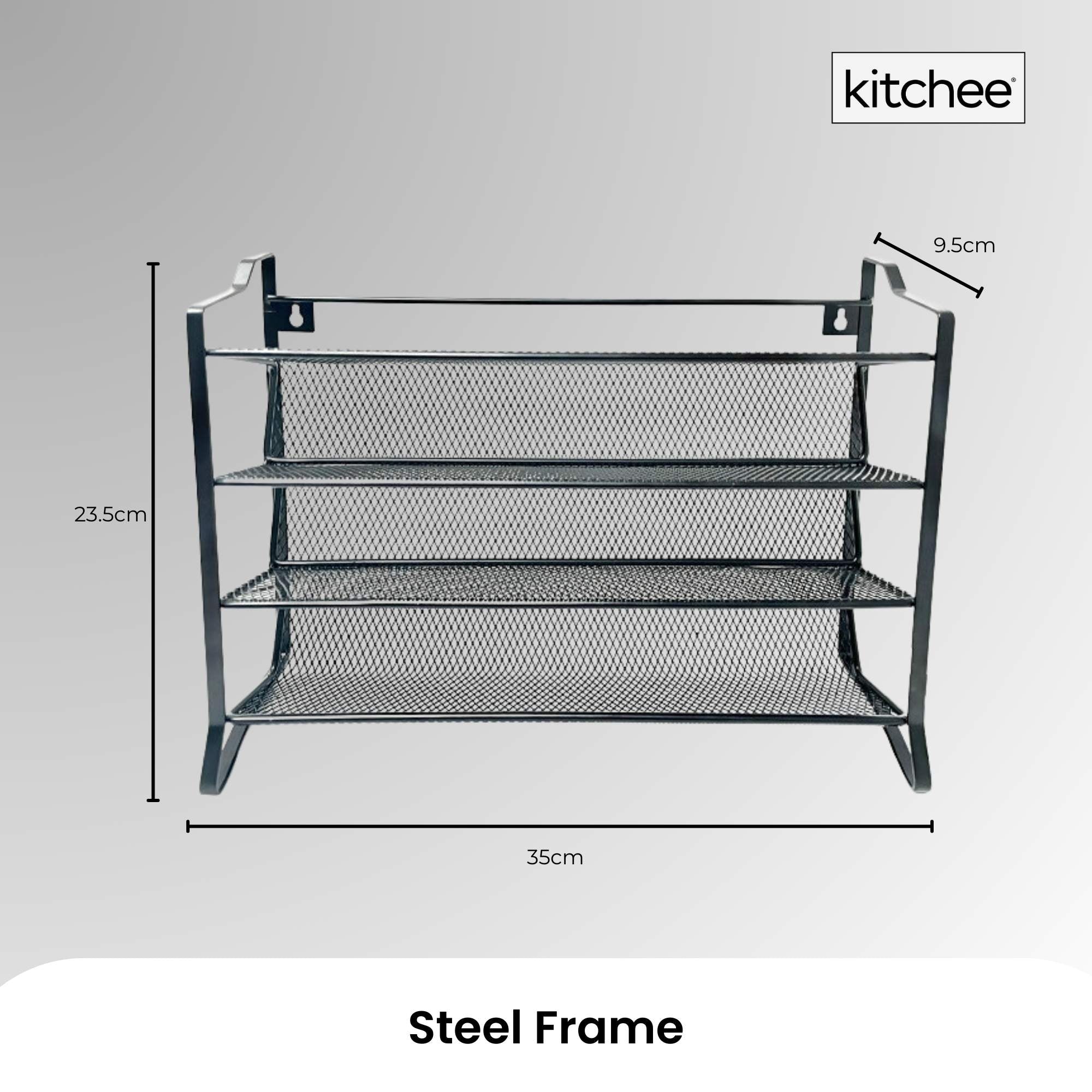4 Tier Metal Spice Rack + 28 Glass Jars - Kitchen Pantry Herb Storage Organiser