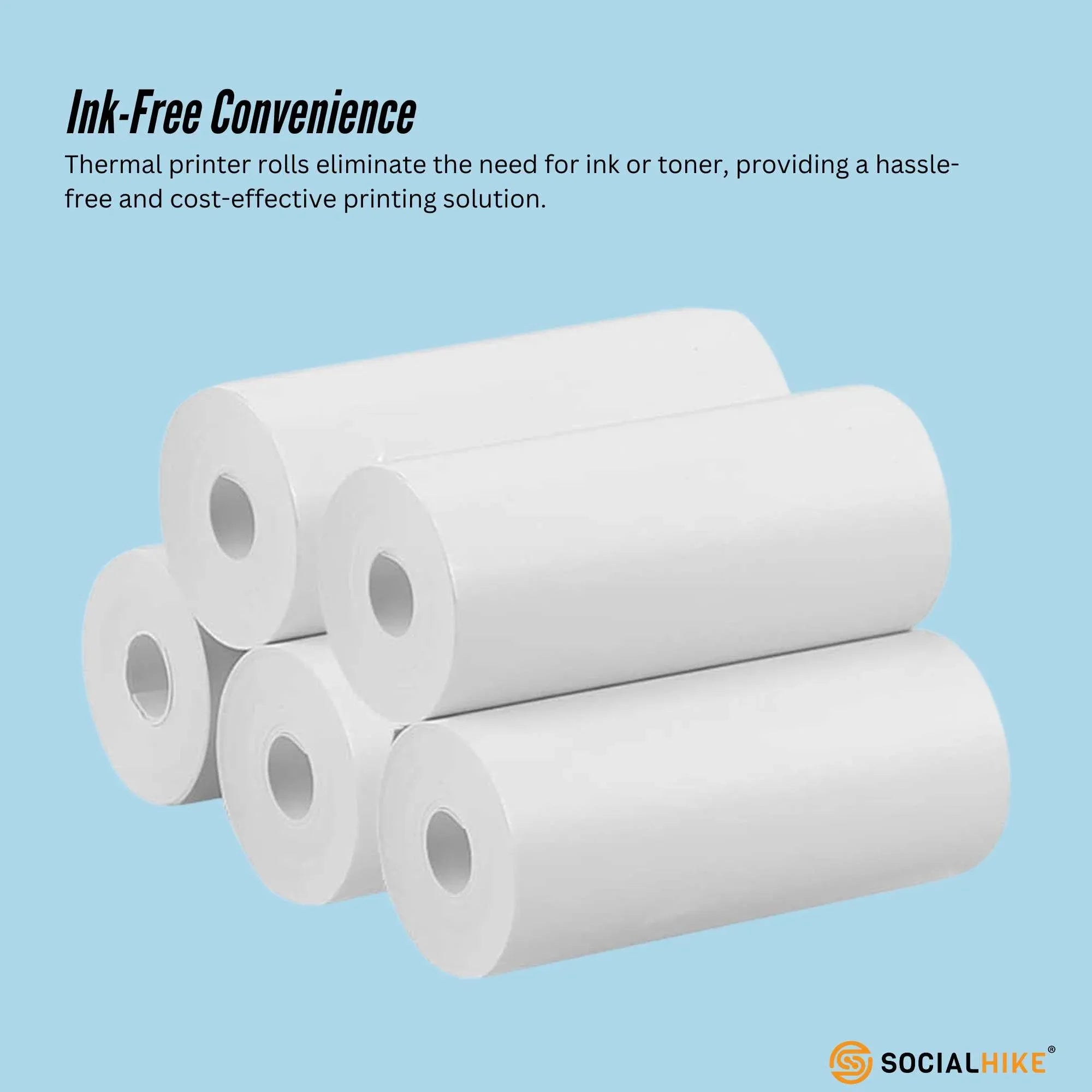 Social Hike 5 Pack Thermal Paper Camera Rolls - Instant Print Printer Refill Bedworld
