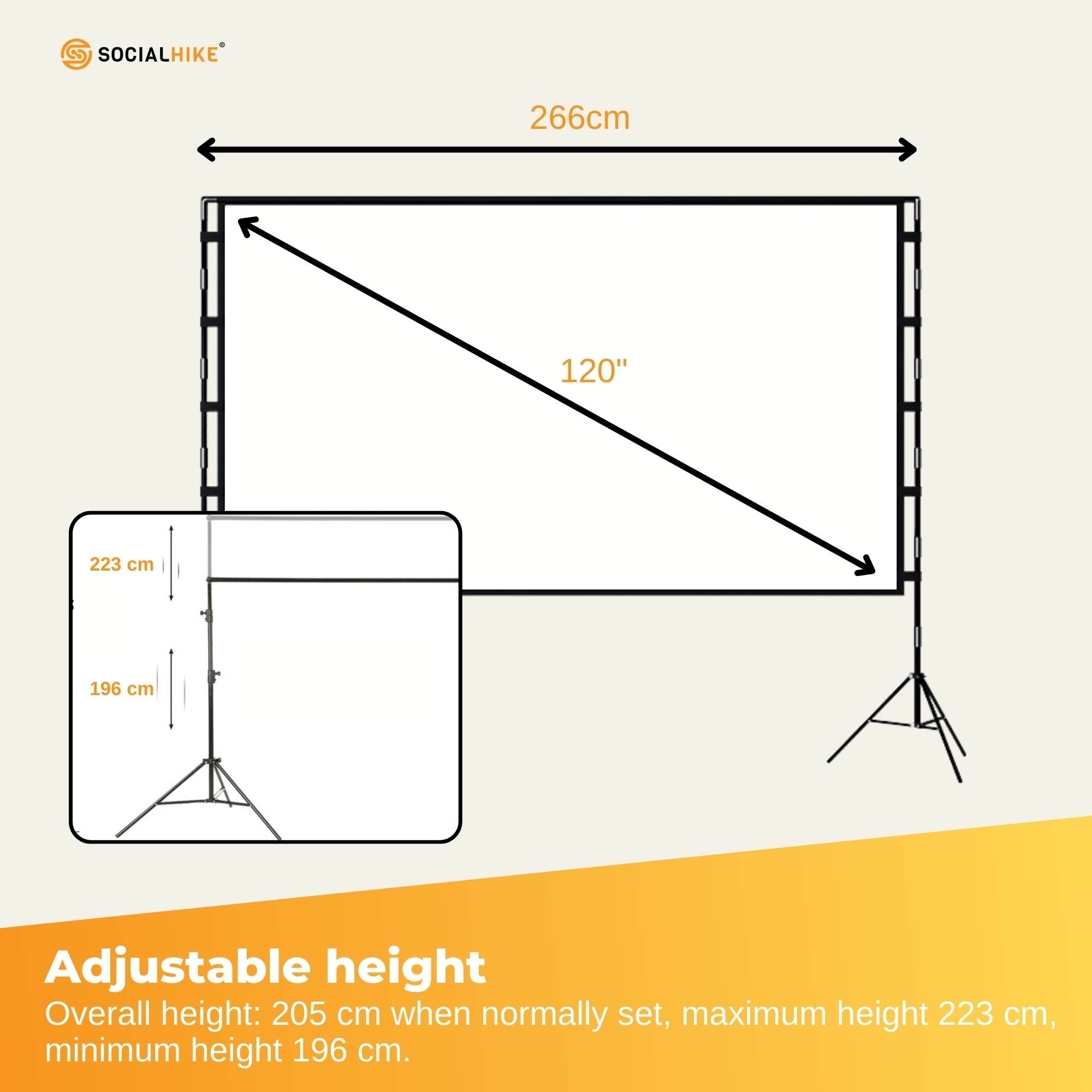 120??Portable Movie Projector Screen - Outdoor Indoor 16:9 4K Tripod Stand Case