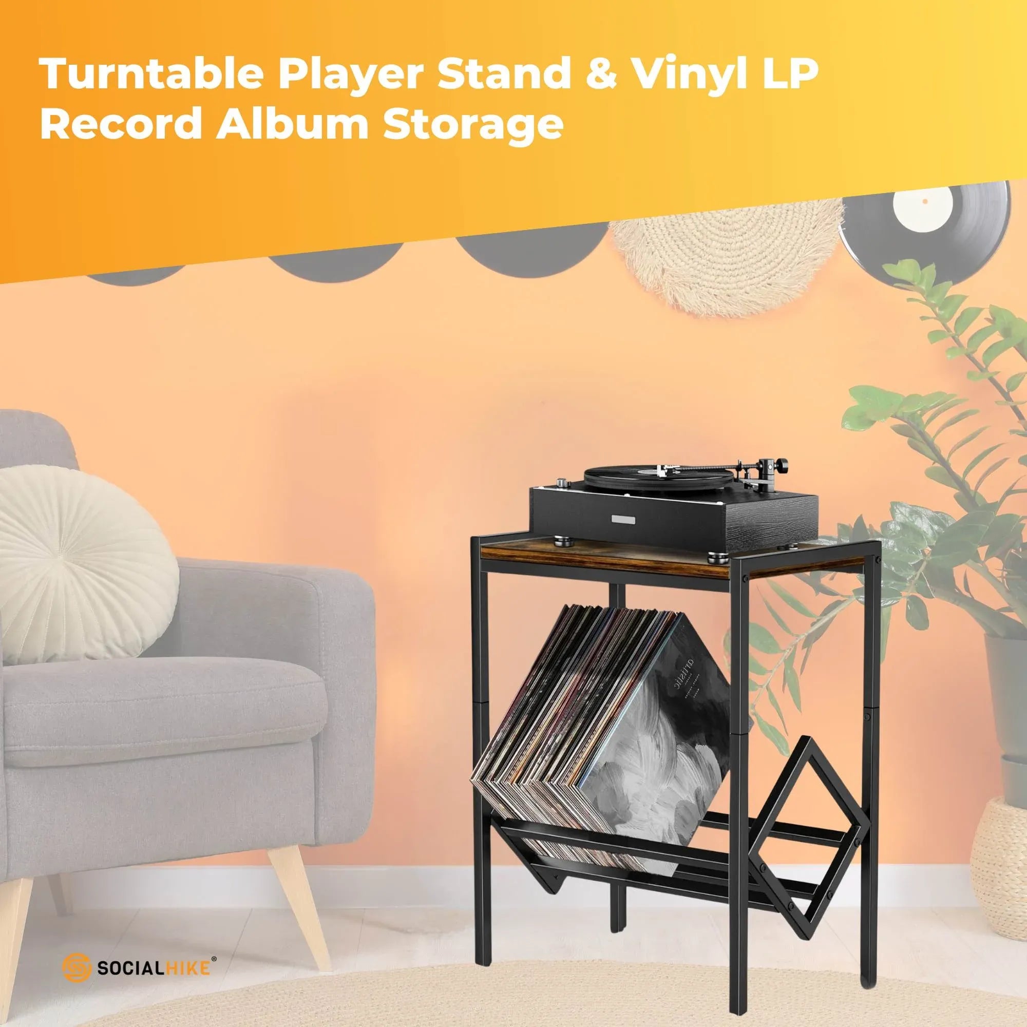 Social Hike Turntable Stand & LP Storage – Black Bedworld