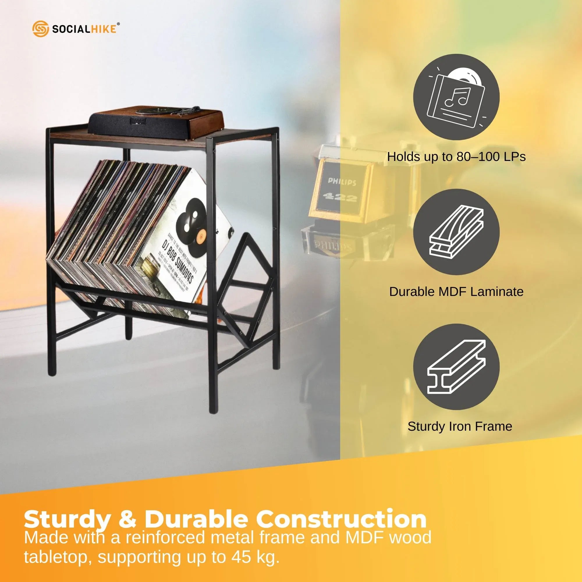 Social Hike Turntable Stand & LP Storage – Black Bedworld
