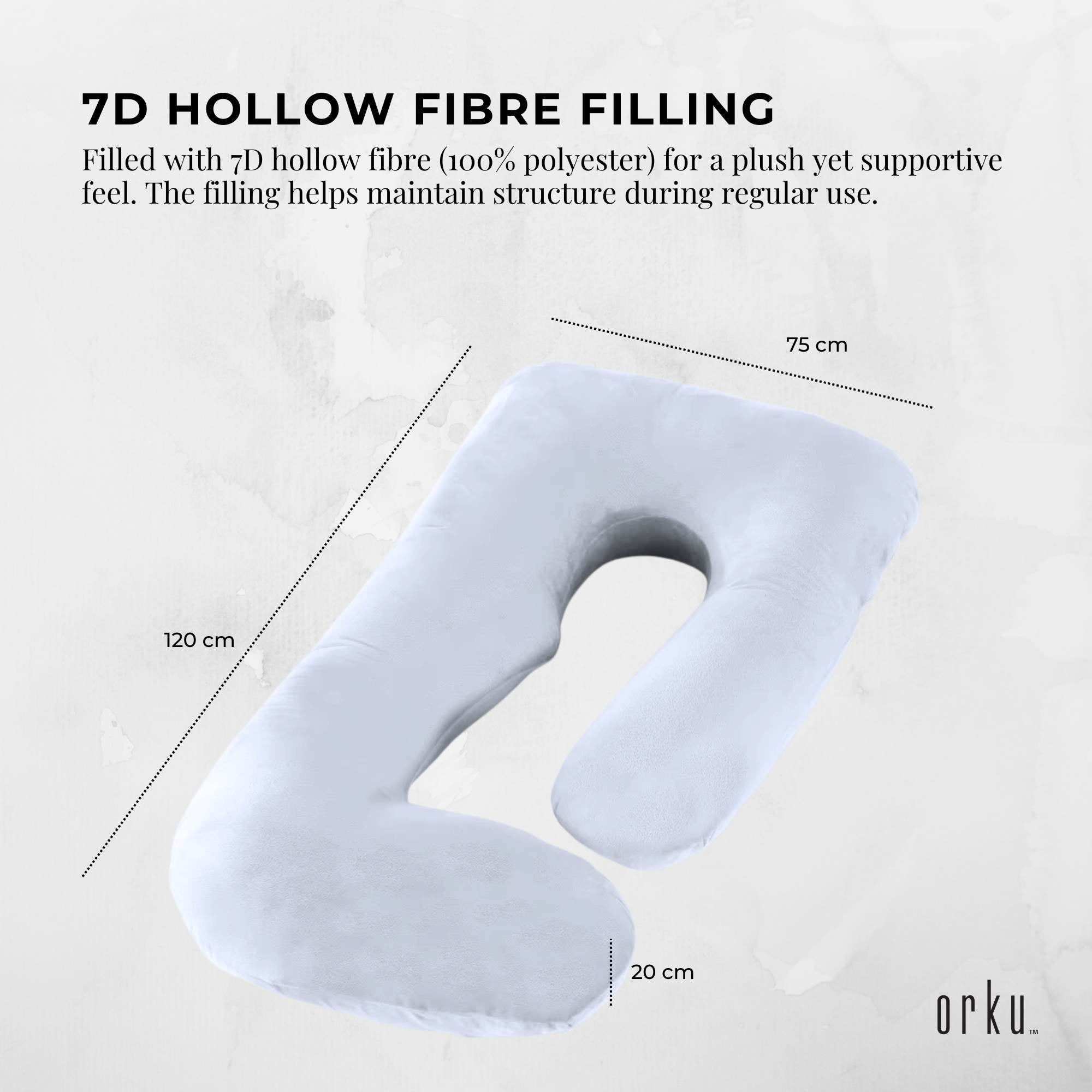 J-shaped maternity pregnancy pillow, light gray, full body shape with center cutout