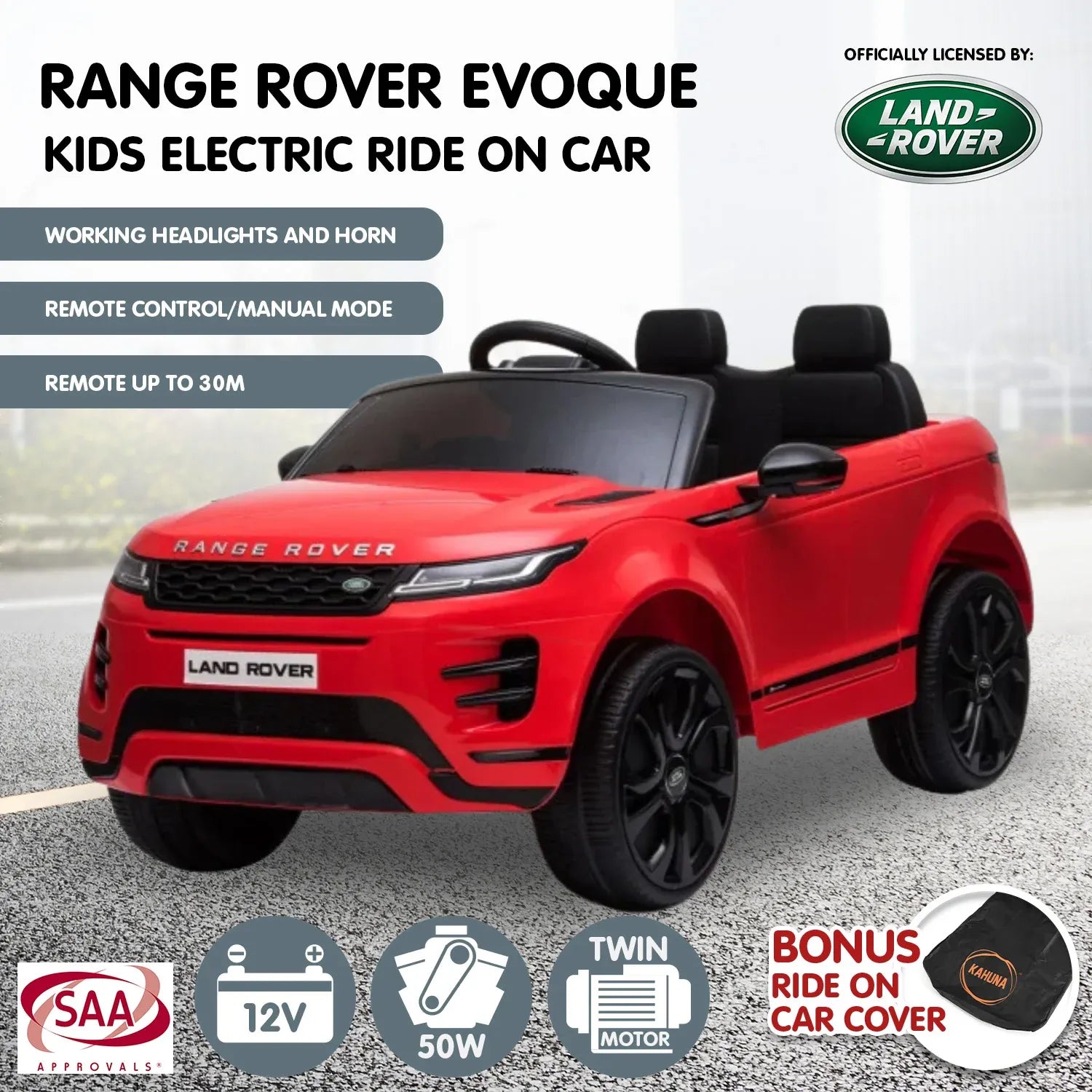 Red kids electric ride-on SUV car with two seats