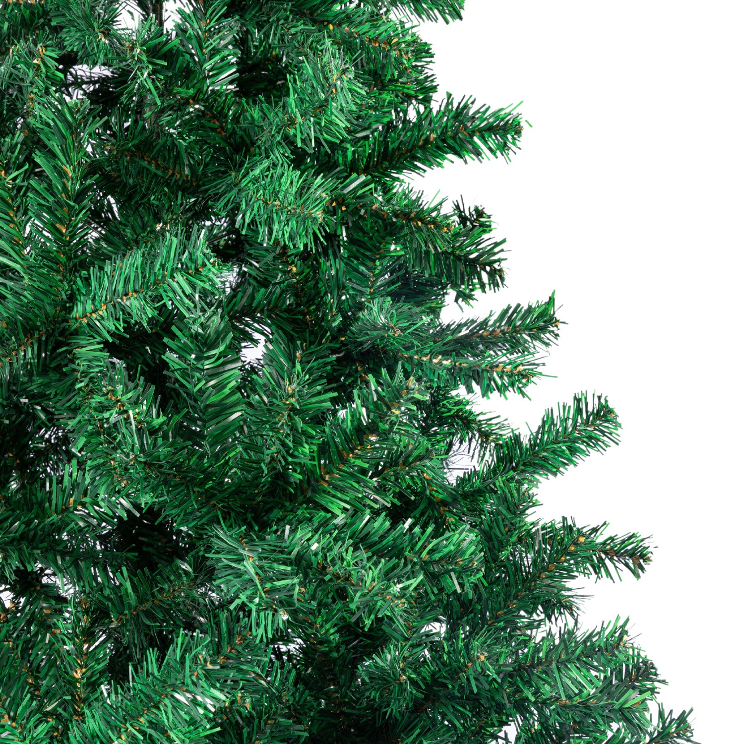 Artificial green Christmas tree branch with dense layered needle tips