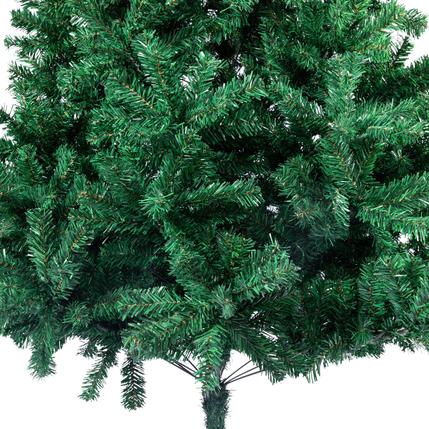 Artificial green Christmas tree lower branches with needle tips