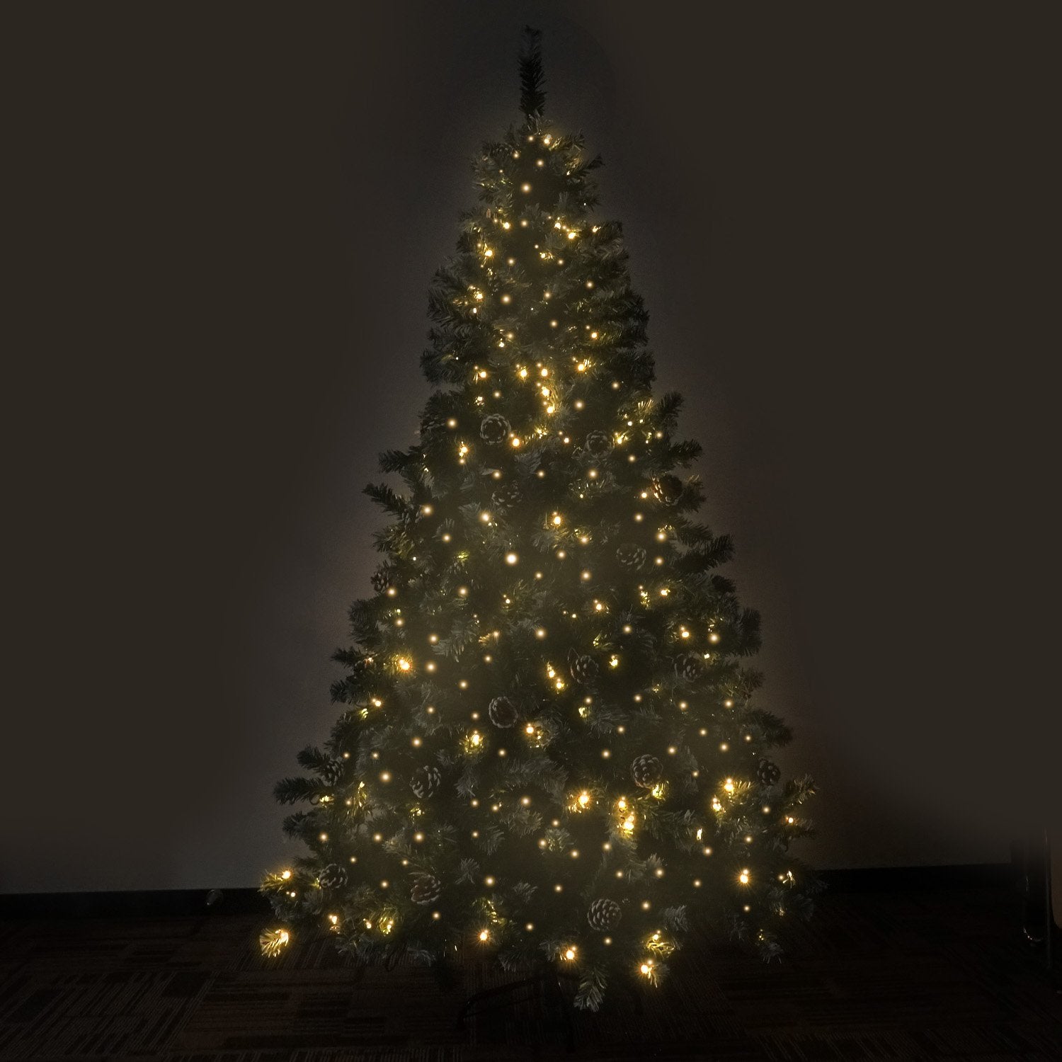 Pre-lit Christmas tree with warm yellow LED lights