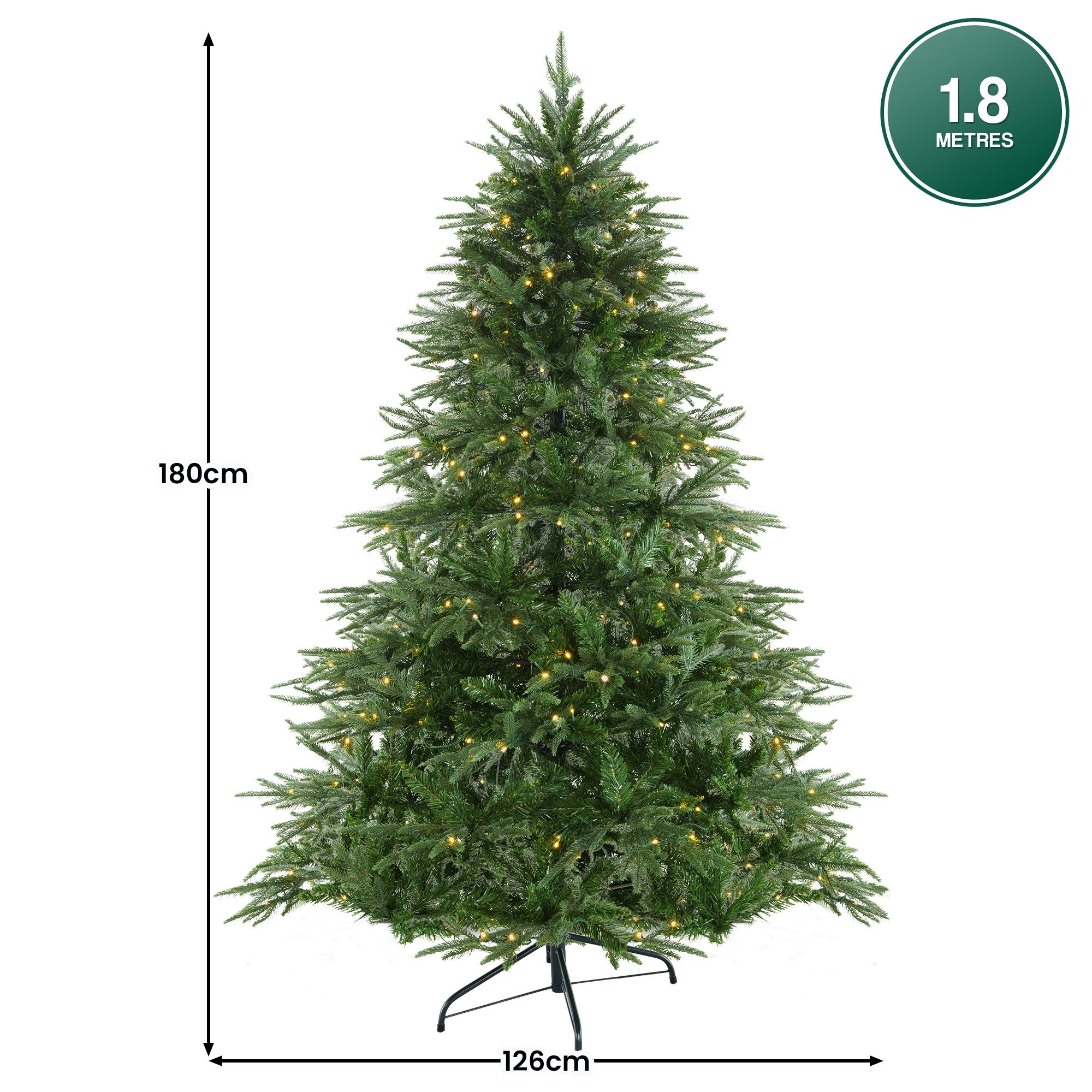 Christabelle prelit fir Christmas tree, dark green with warm LED lights